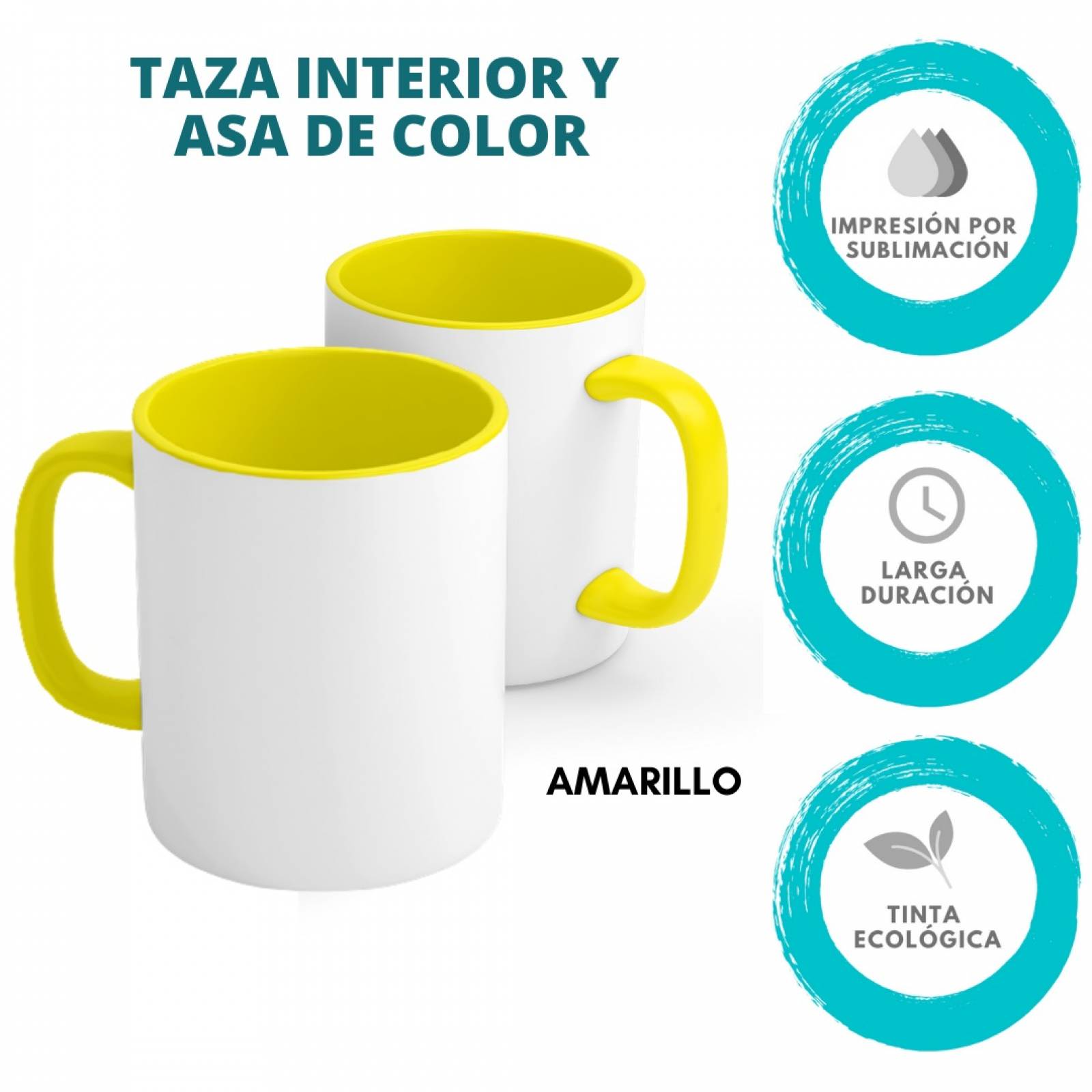 TAZA PERSONALIZADA TULIPANES MODELO INTERIOR Y ASA DE COLOR.