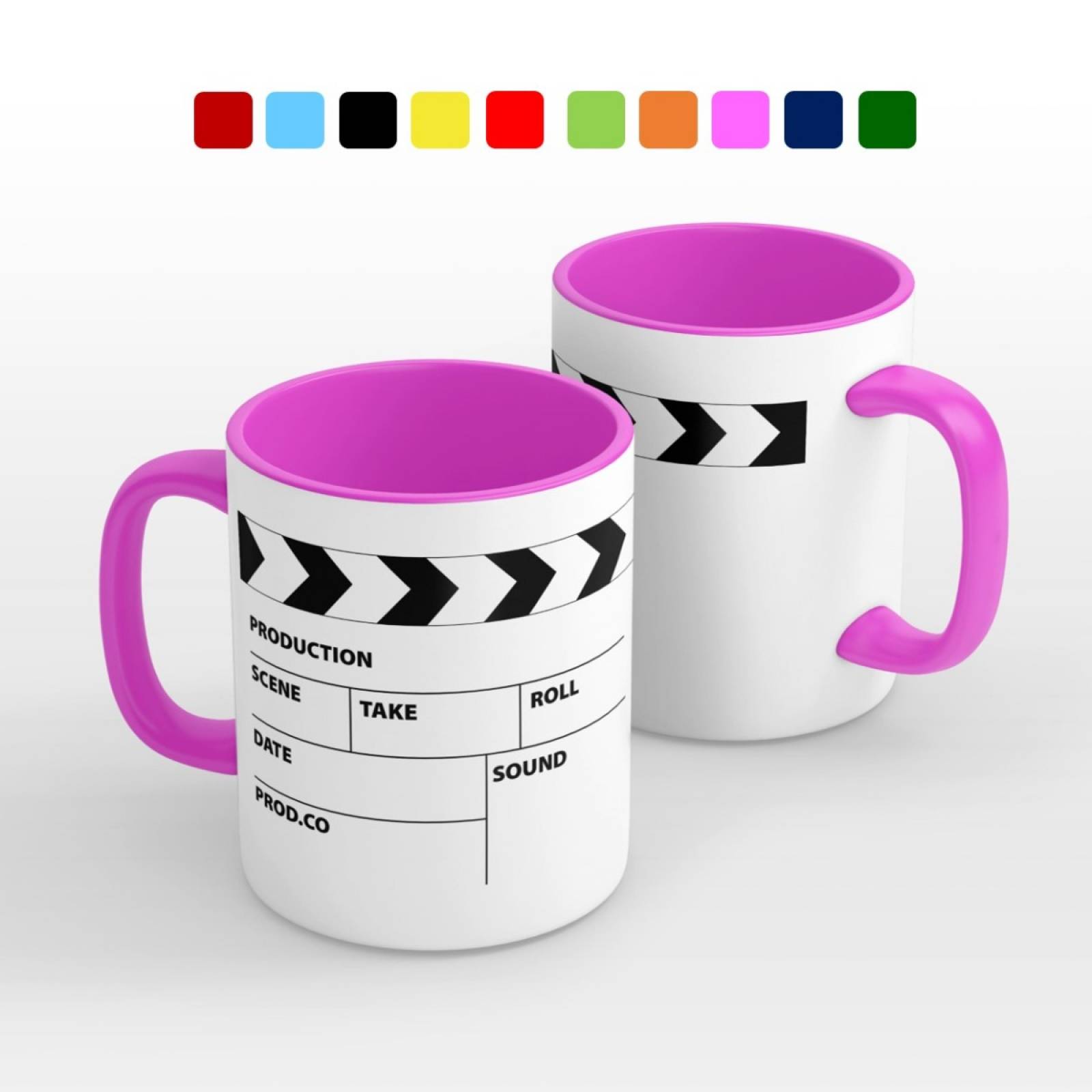 TAZA PERSONALIZADA CINE MODELO INTERIOR Y ASA DE COLOR.