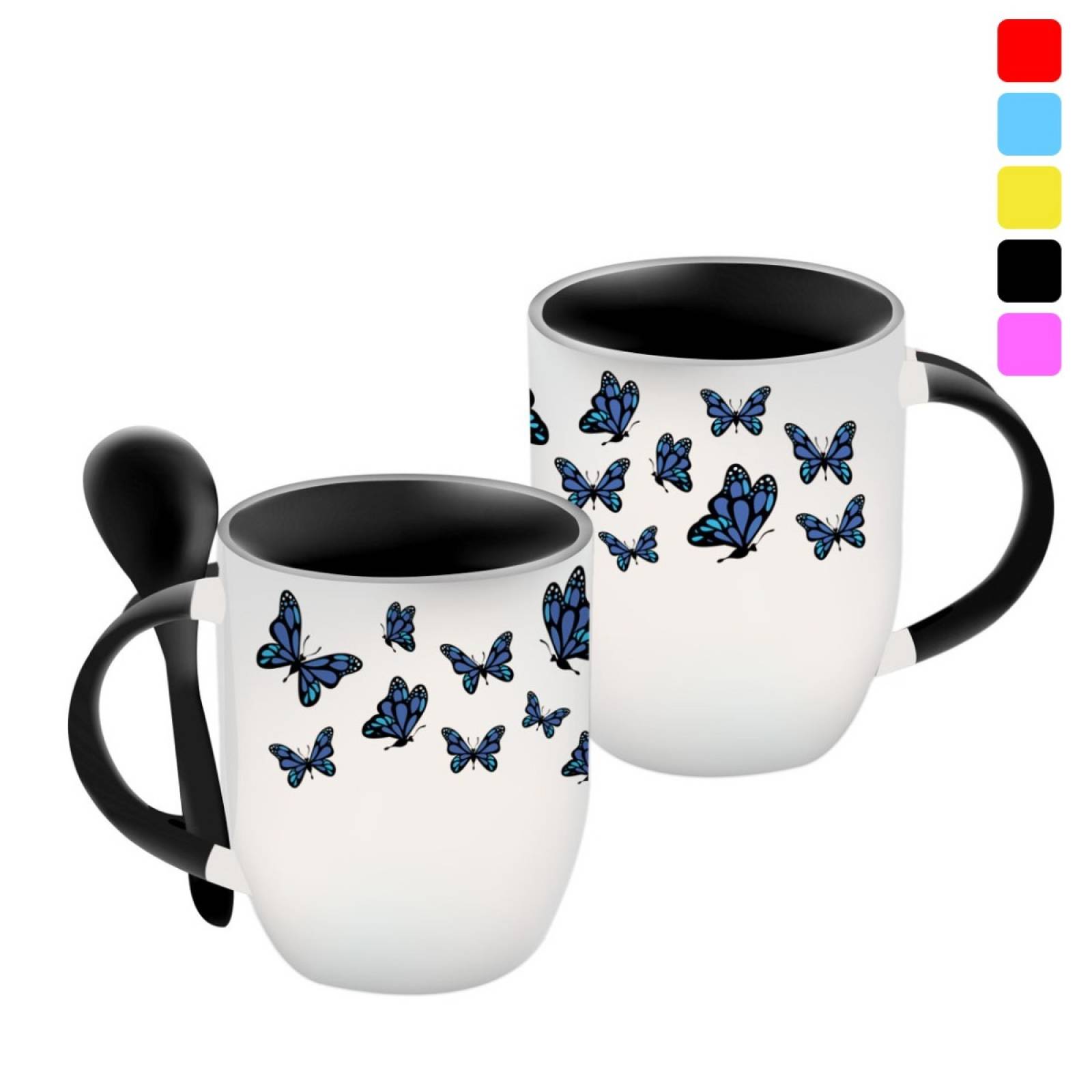 TAZA PERSONALIZADA  MARIPOSAS MODELO CON CUCHARA