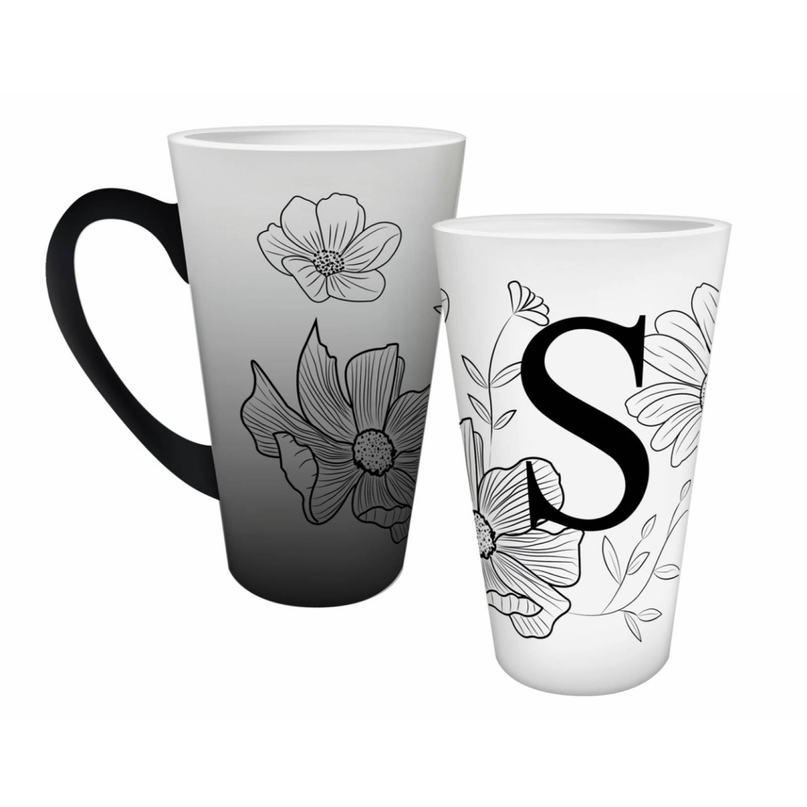 TAZA PERSONALIZADA ABECEDARIO FLORES S MODELO CONICA MAGICA 17 OZ