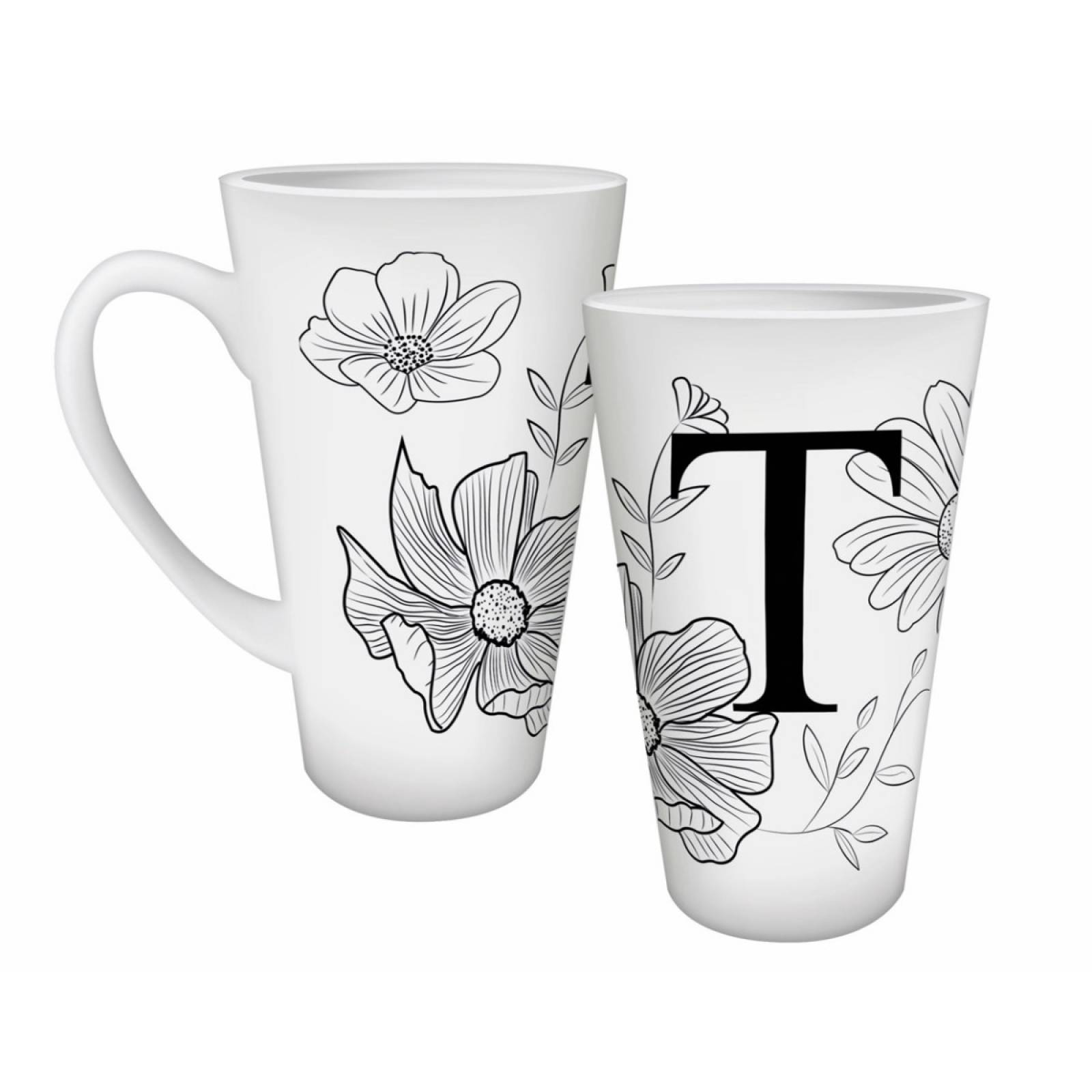 TAZA PERSONALIZADA ABECEDARIO FLORES T MODELO CONICA 17 OZ