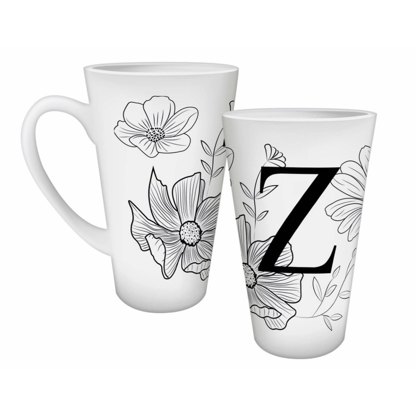 TAZA PERSONALIZADA ABECEDARIO FLORES Z MODELO CONICA 17 OZ