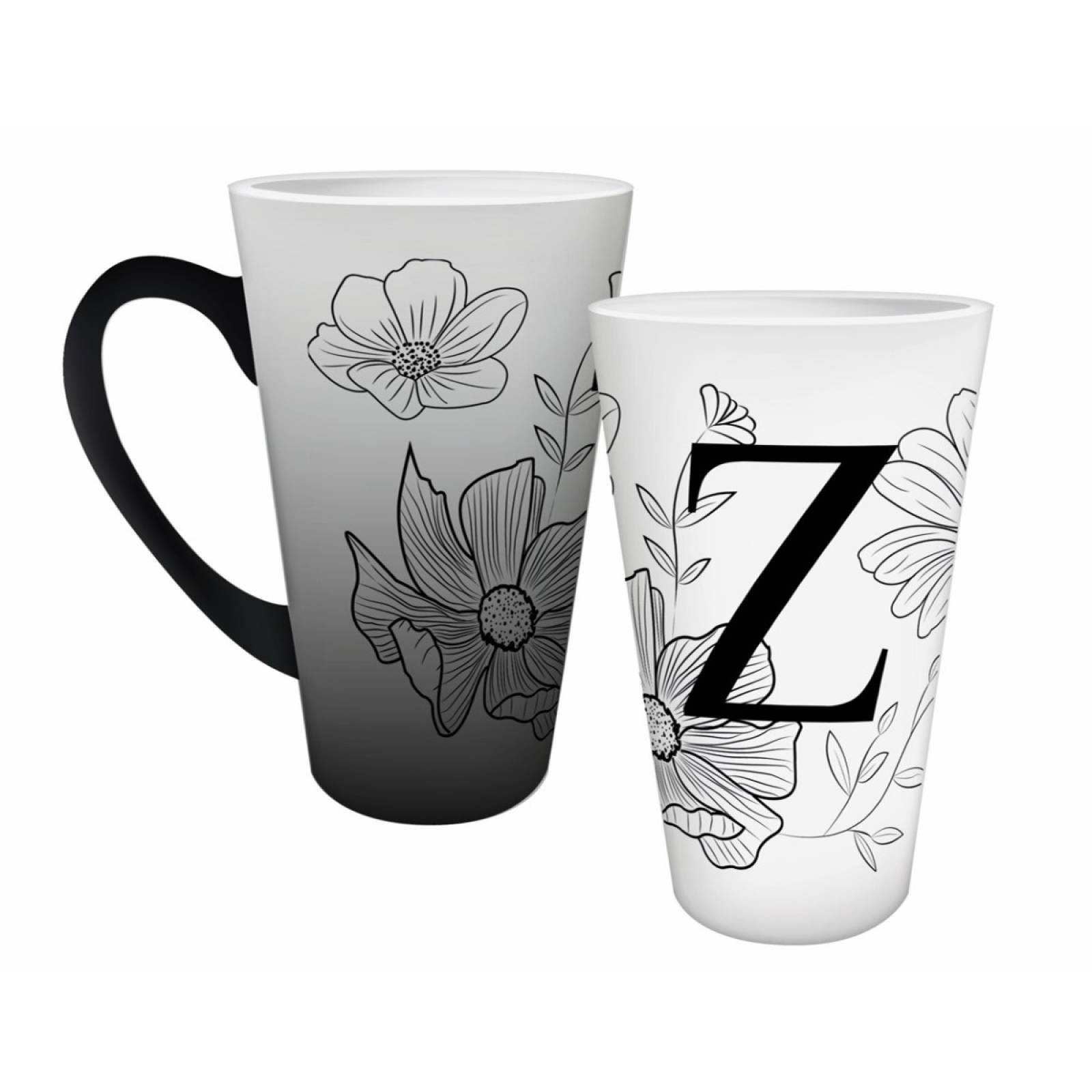 TAZA PERSONALIZADA ABECEDARIO FLORES Z MODELO CONICA MAGICA 17 OZ