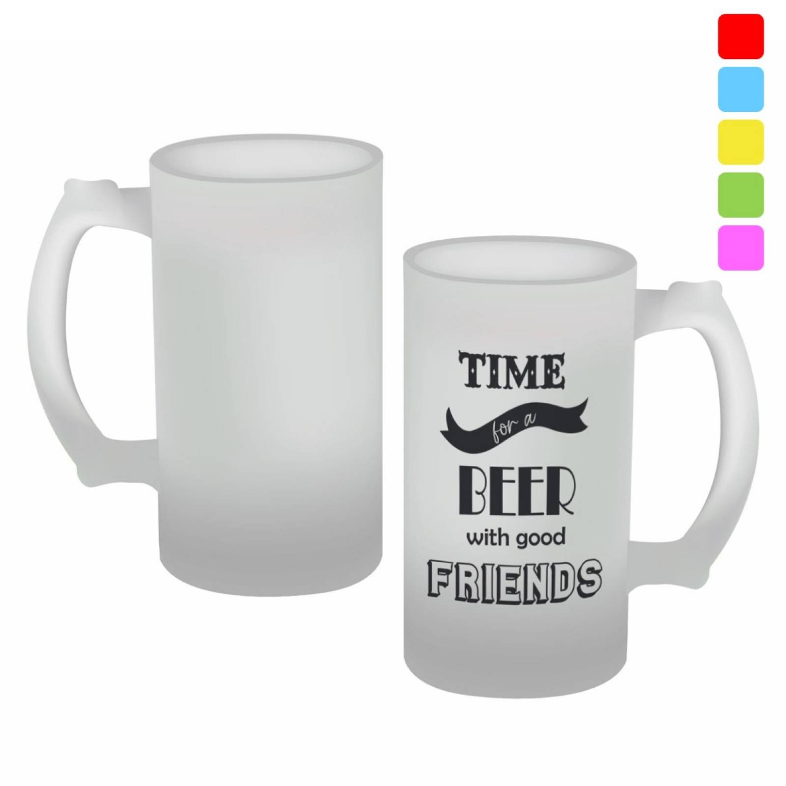 TARRO ESMERILADO PERSONALIZADO CERVEZA CON AMIGOS 473 ML