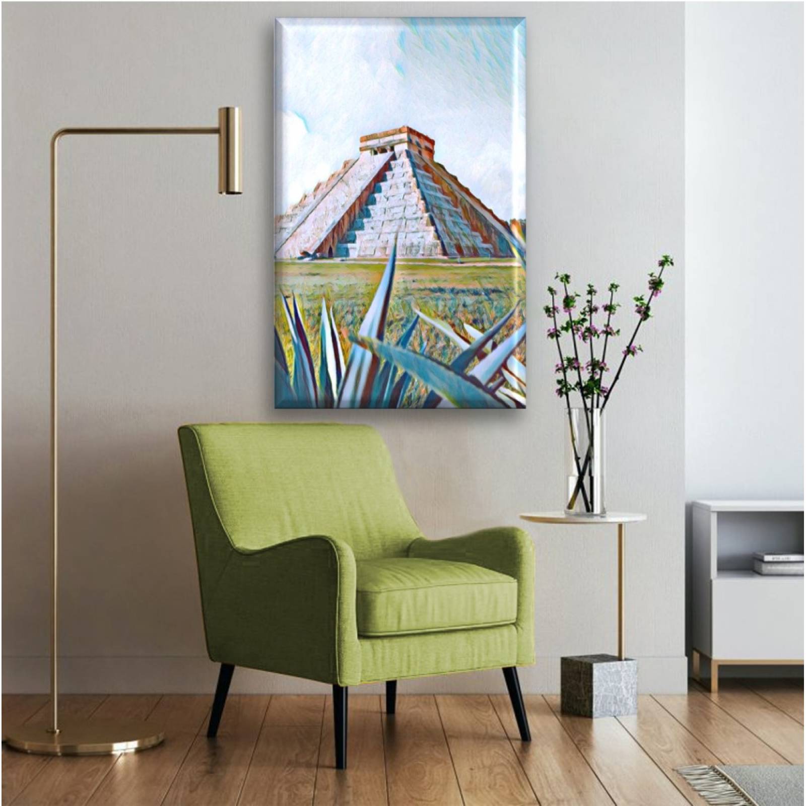 Cuadro Canva Decorativo Chichén Itzá 90X60 cm