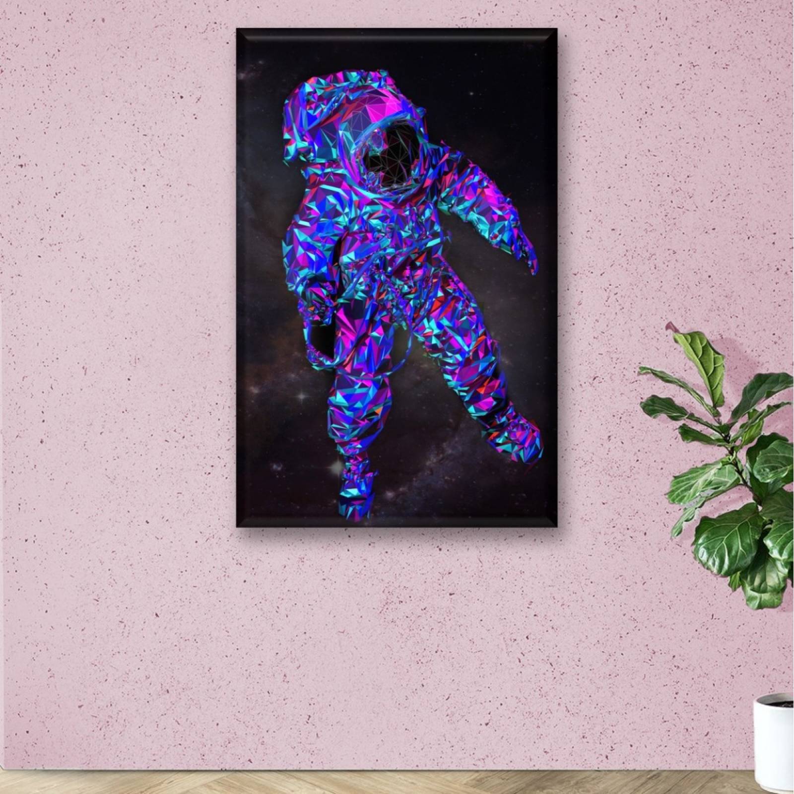 Cuadro Canva Decorativo Astronauta Poligonal 60X40 cm