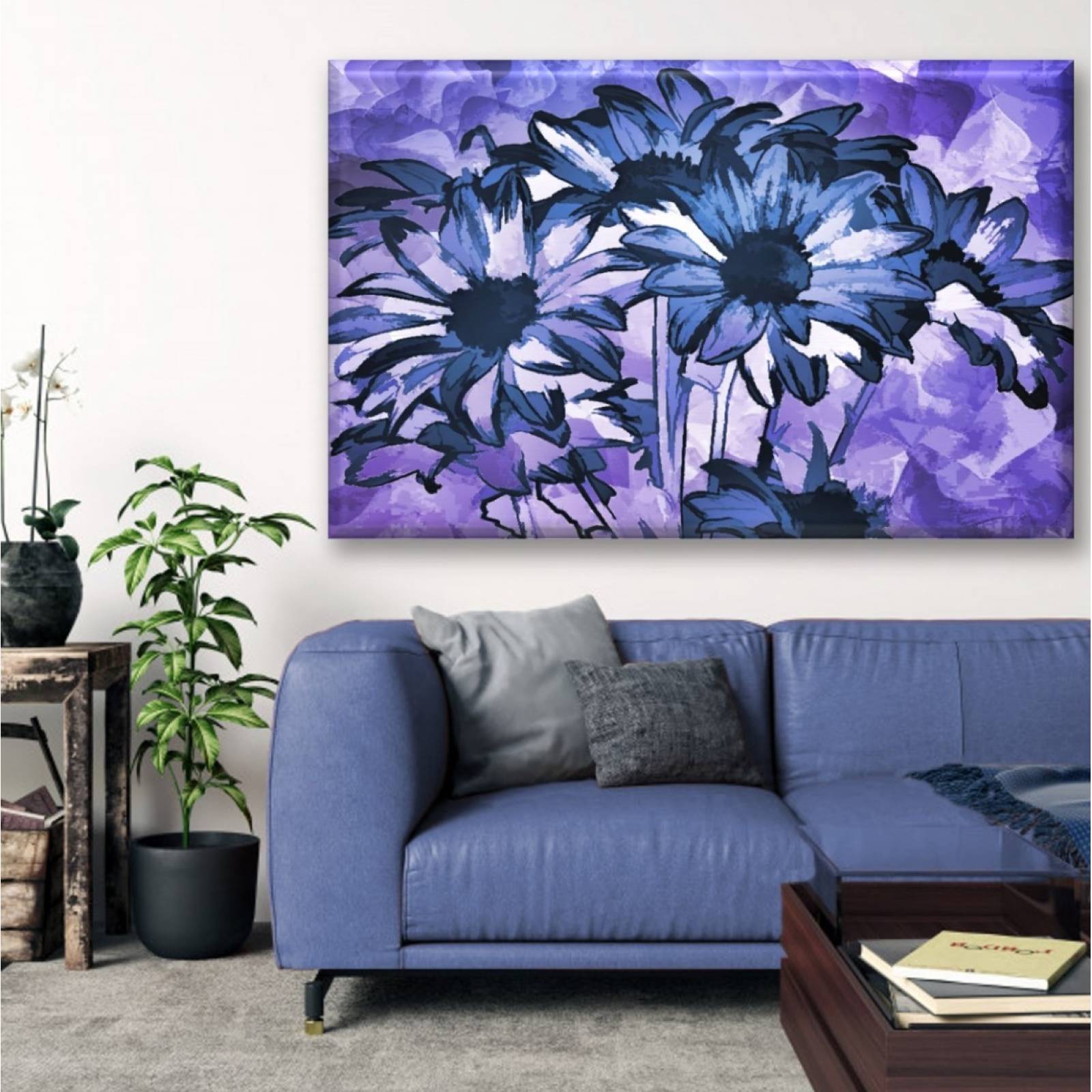 Cuadro Canva Decorativo Flores Acrílico 60X40 cm