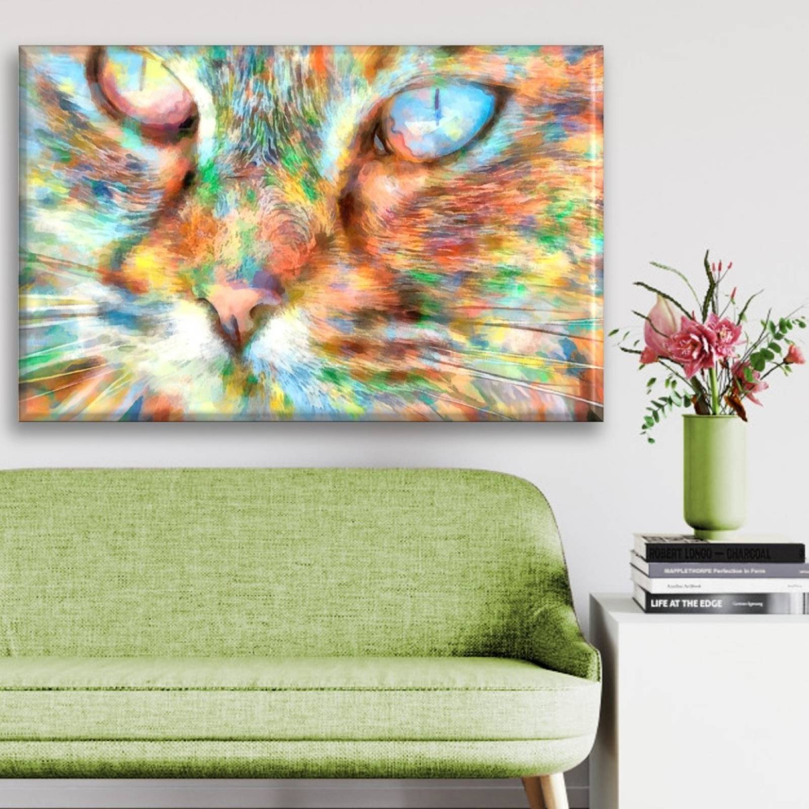 Cuadro Canva Decorativo Gato Acuarela 60X40 cm