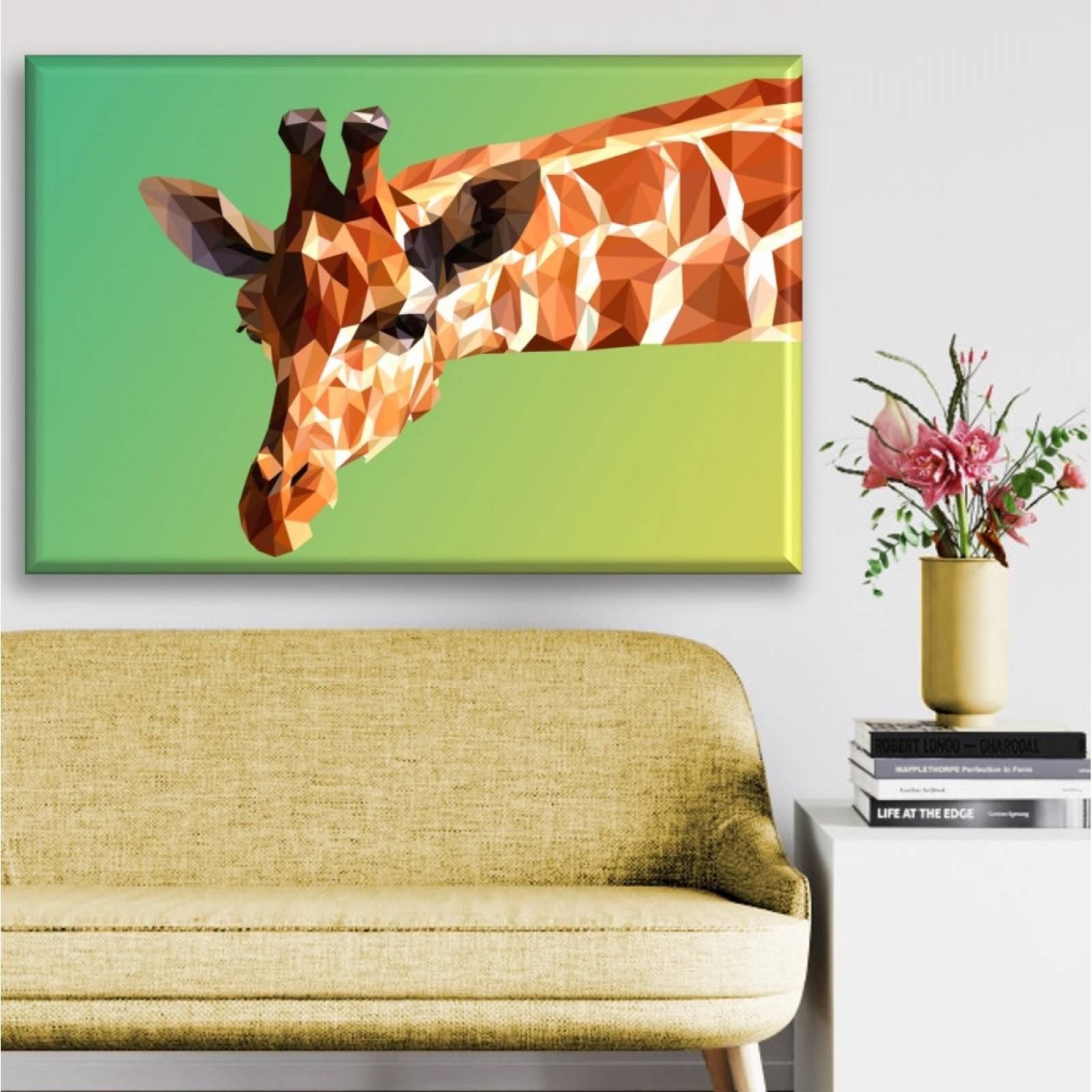 Cuadro Canva Decorativo Jirafa Poligonal 60X40 cm