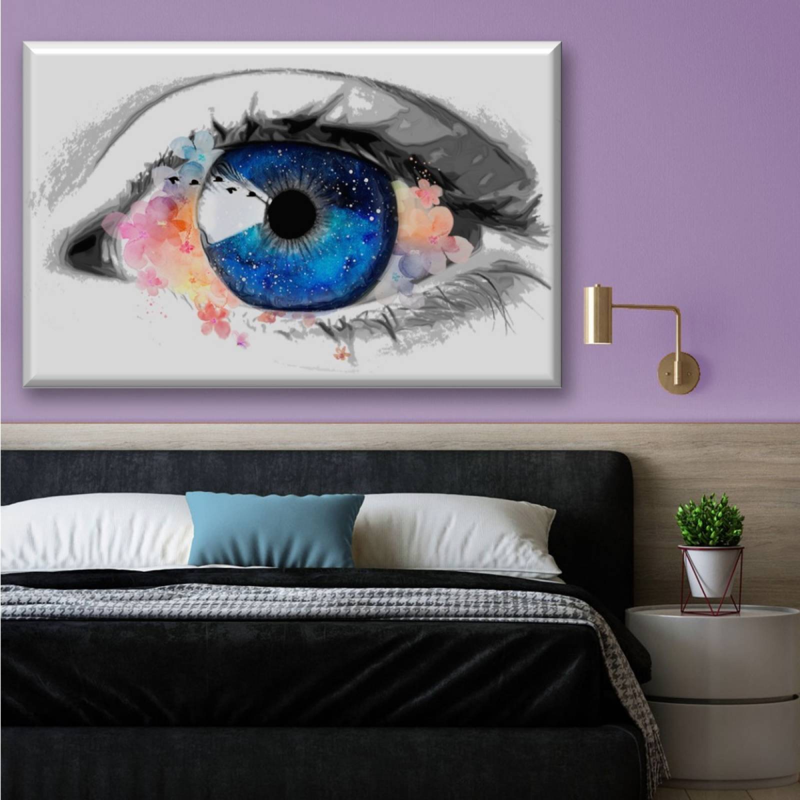 Cuadro Canva Decorativo Ojo Acuarela 60X40 cm