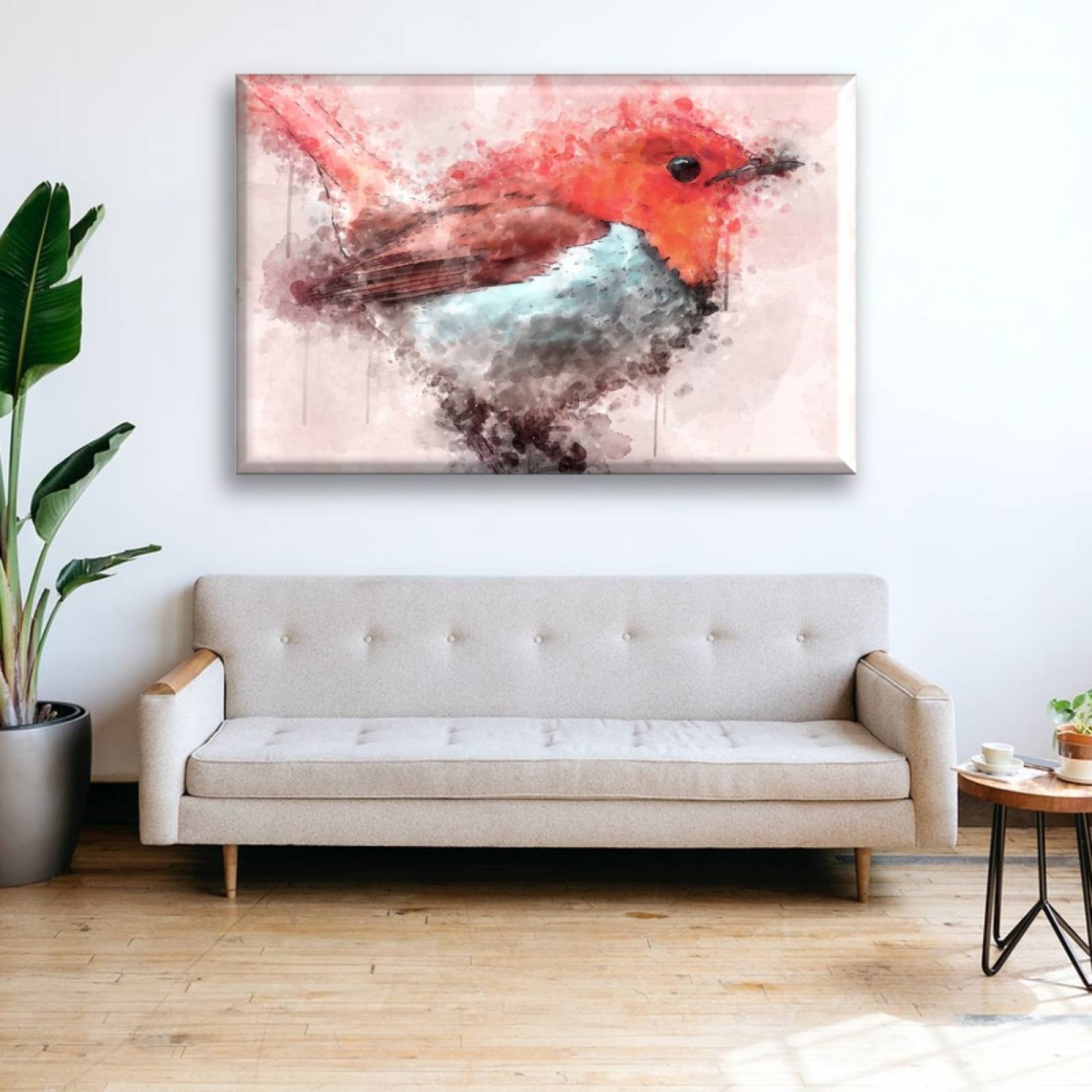 Cuadro Canva Decorativo Pájaro Acuarela 60X40 cm