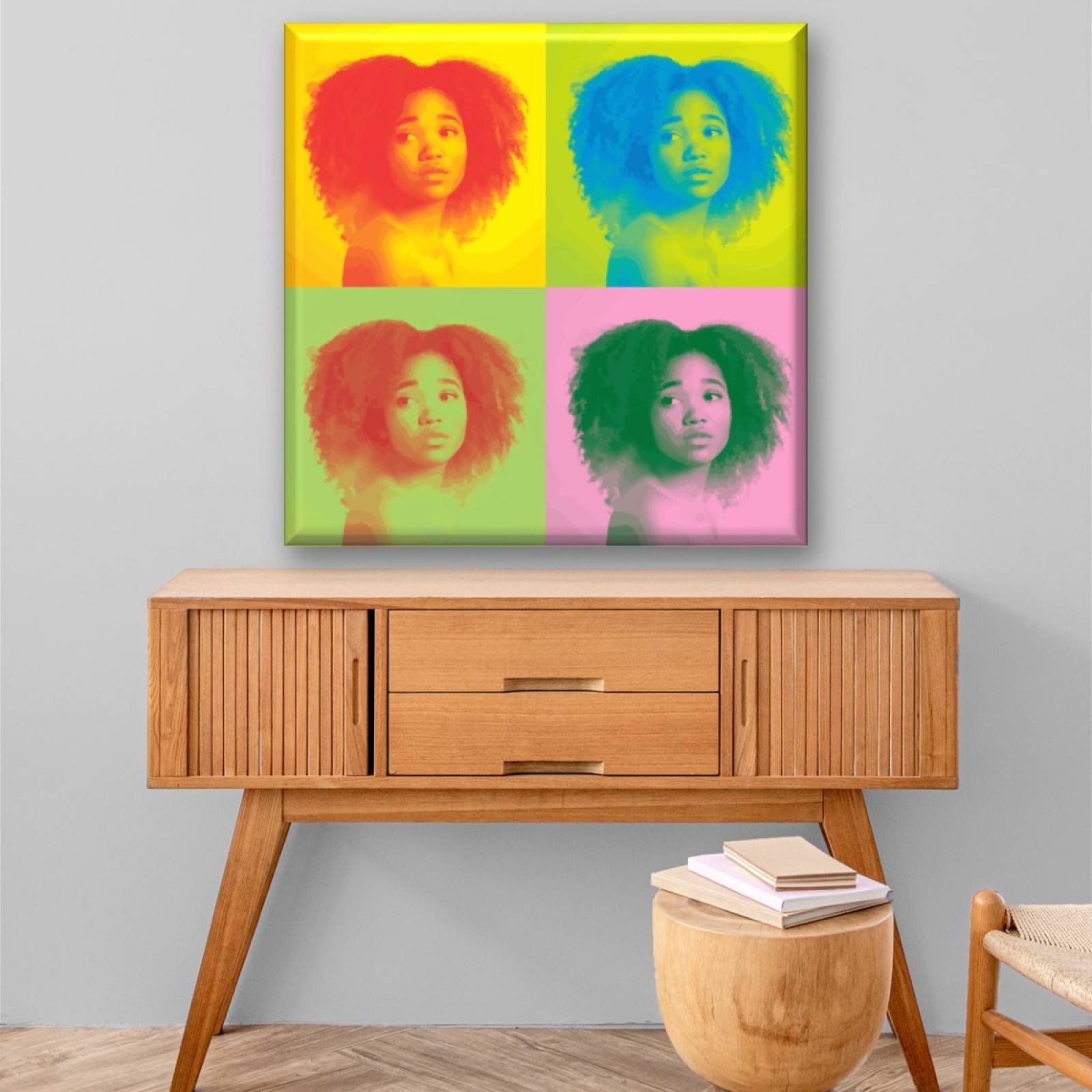 Cuadro Canva Decorativo Pop Art Retrato 40X40 cm
