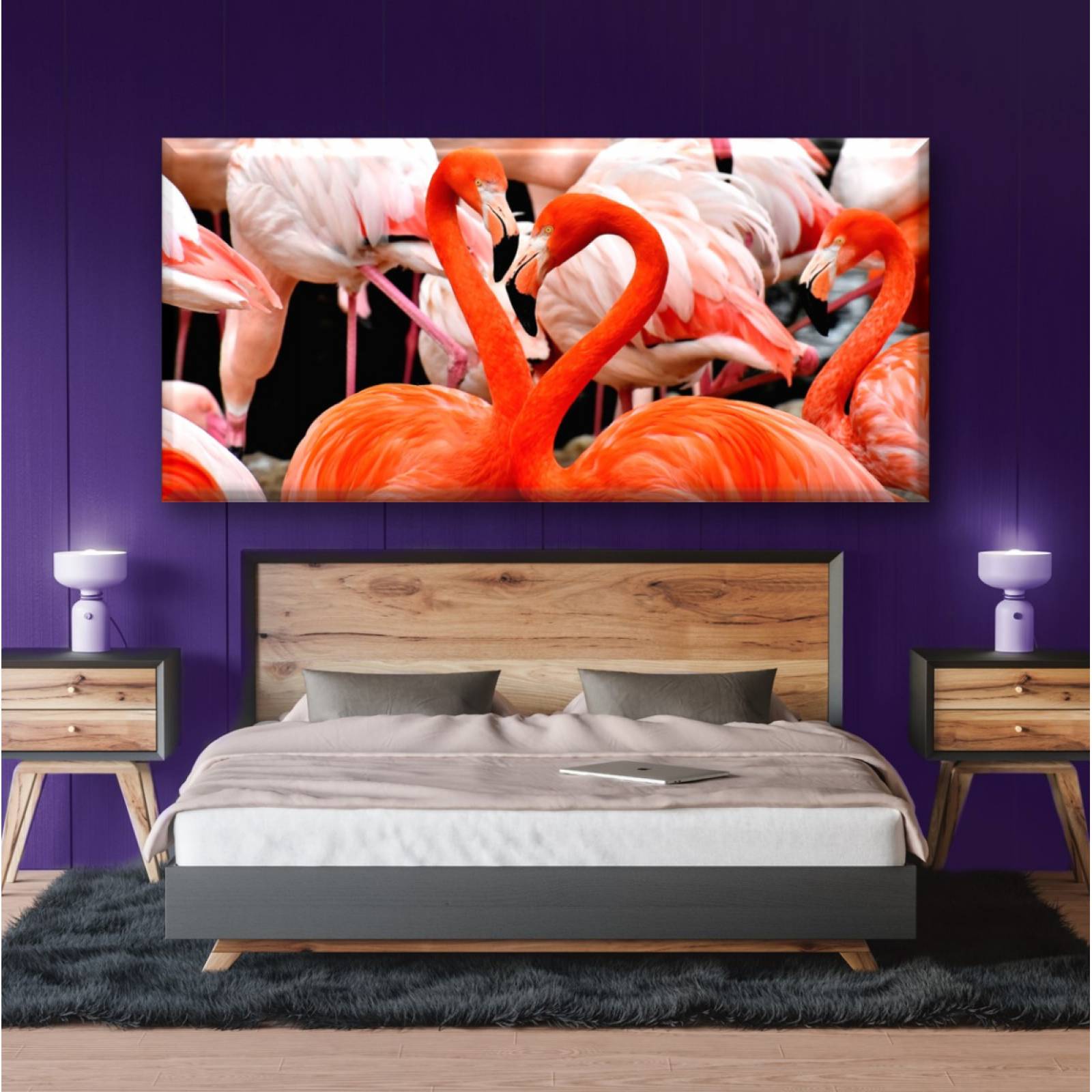Cuadro Canva Decorativo Flamingos 30X60 cm