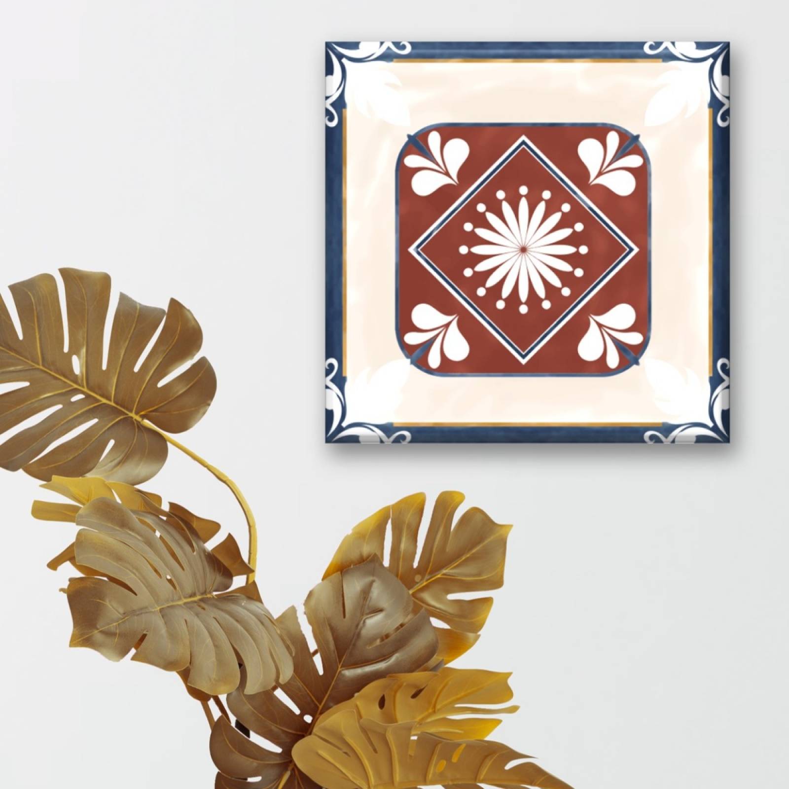 Cuadro Canva Decorativo Azulejo Elegante 40X40 cm