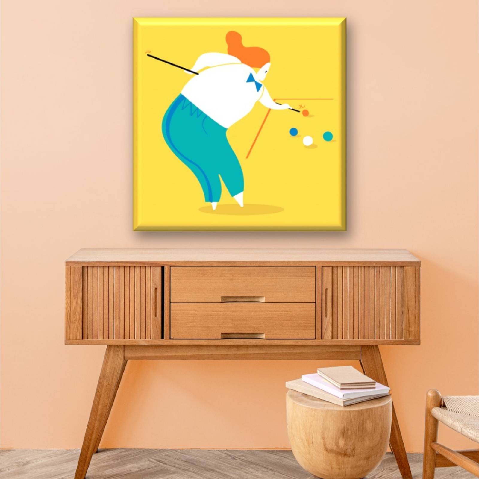 Cuadro Canva Decorativo Jugadora De Billar 40X40 cm