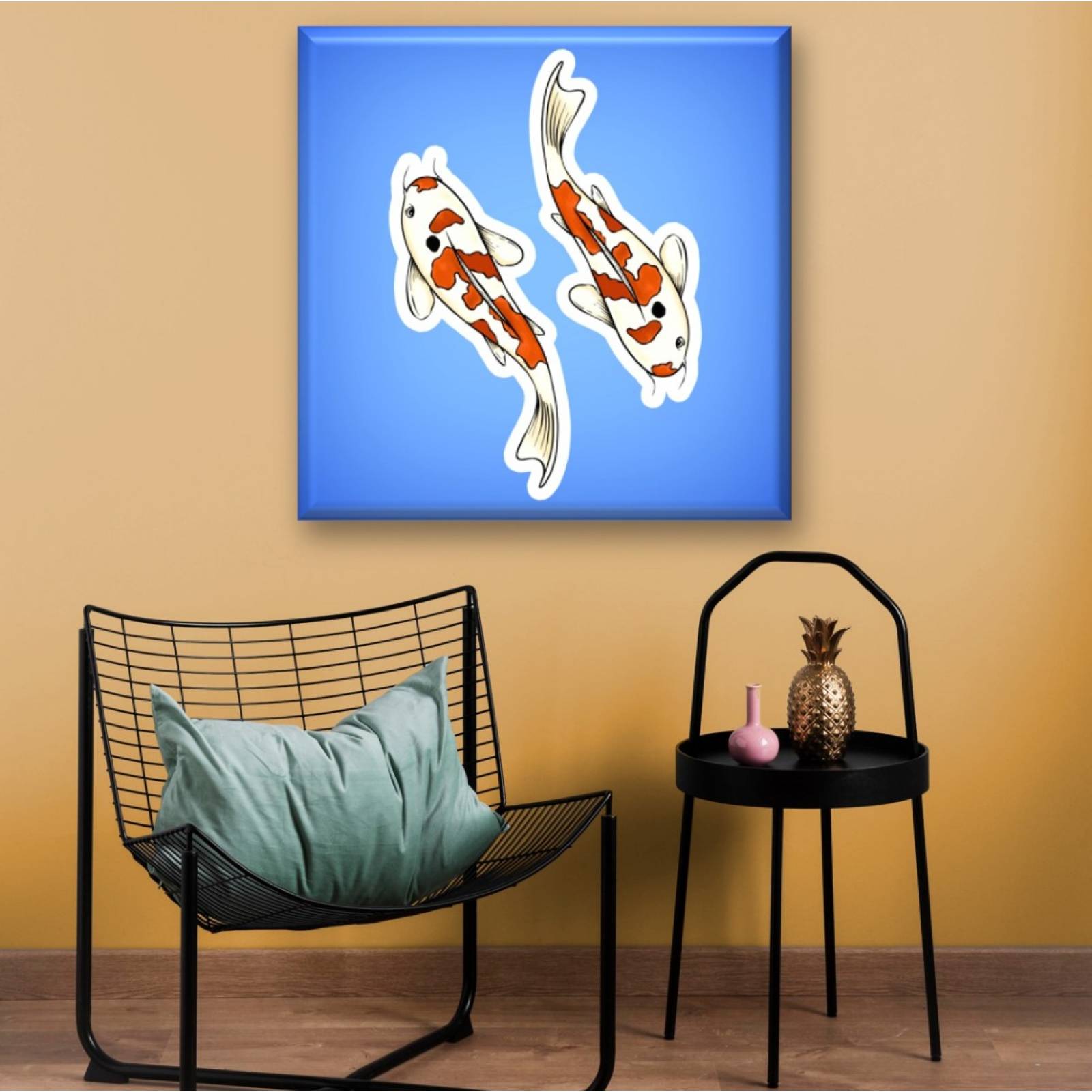 Cuadro Canva Decorativo Stickers Peces Koi 40X40 cm