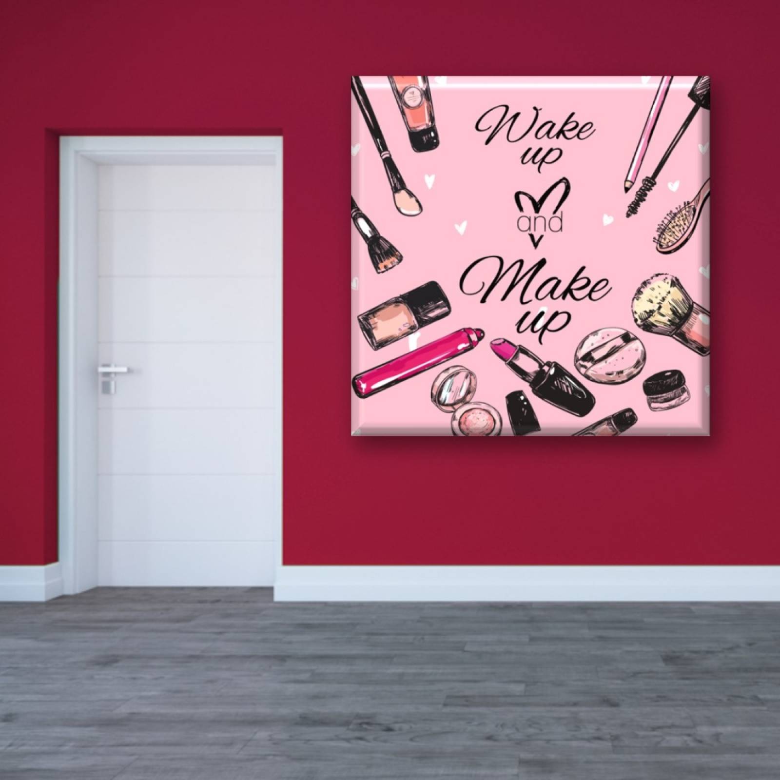 Cuadro Canva Decorativo Frase Maquillaje 40X40 cm