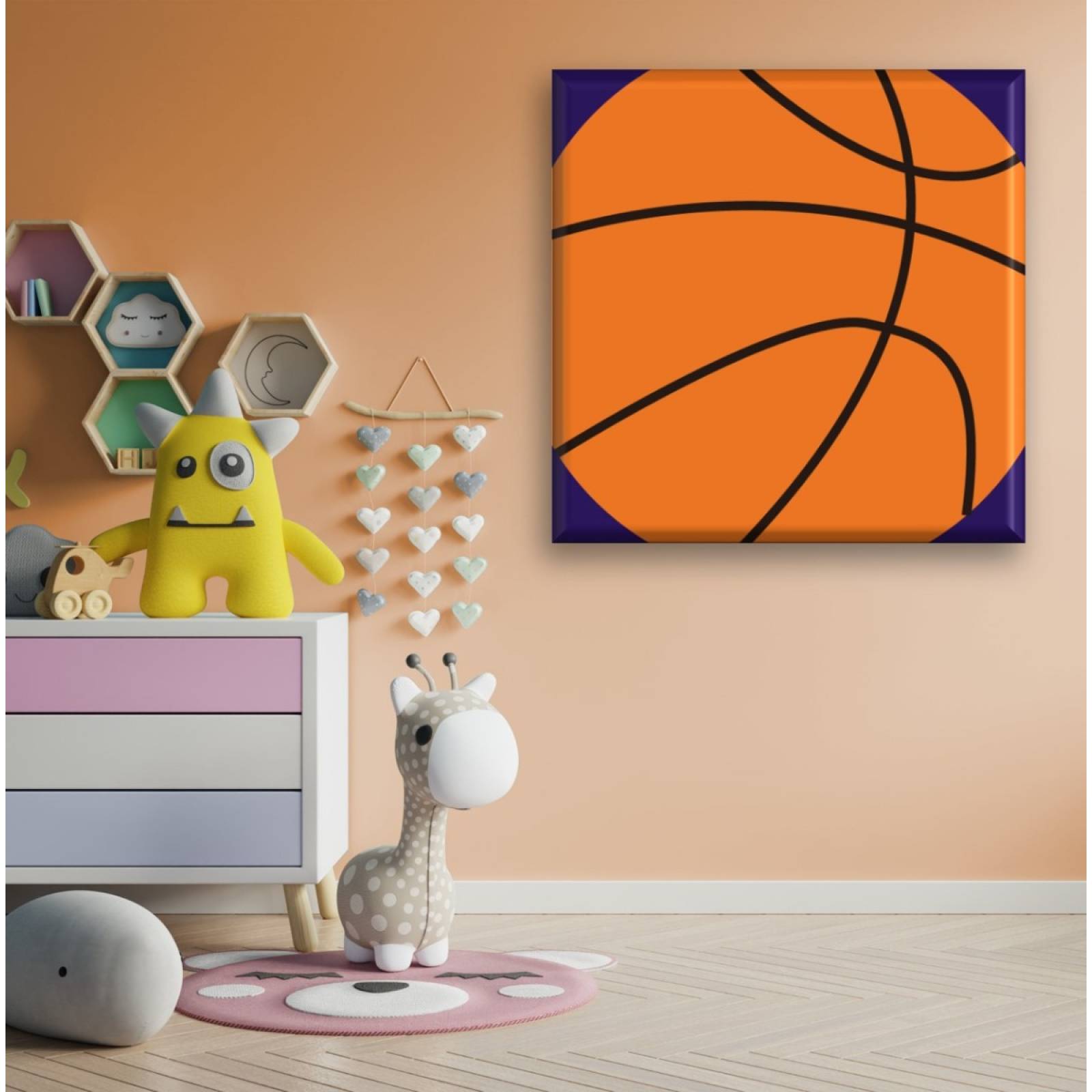 Cuadro Canva Decorativo Balón Básquetbol 40X40 cm