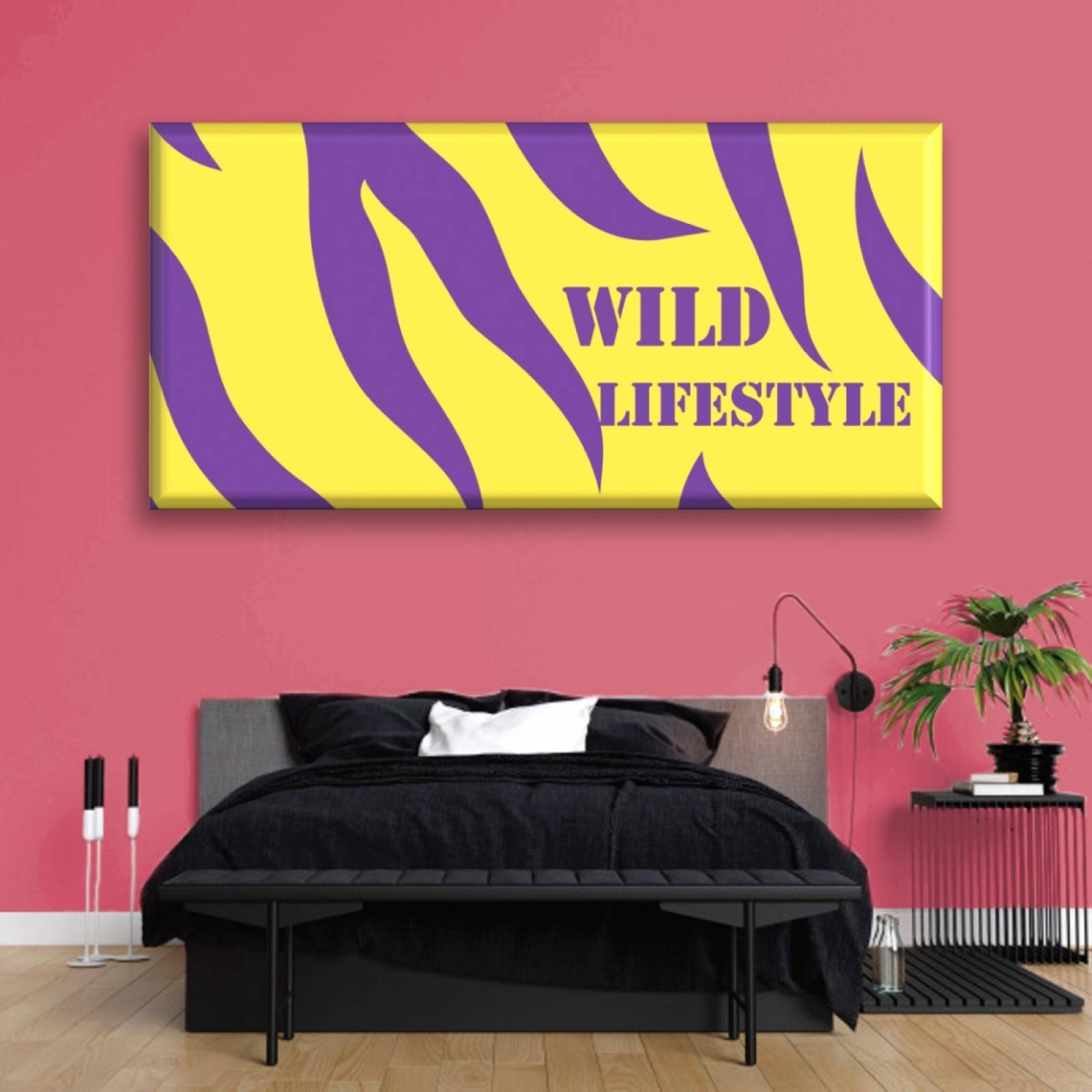 Cuadro Canva Decorativo Franjas Moradas 30X60 cm