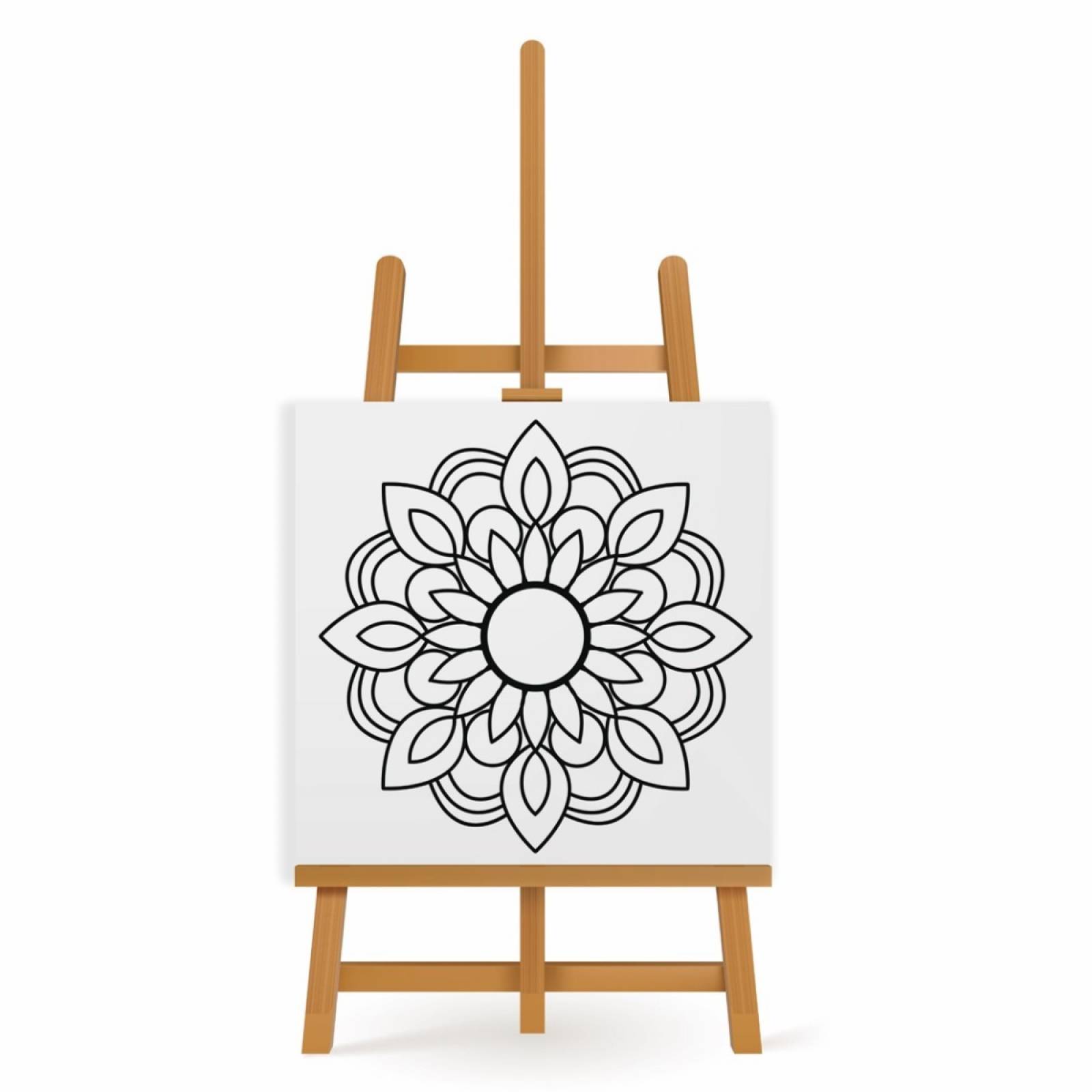 Mandala para Pintar en Cuadro Canva Flor Simple 80x80 cm