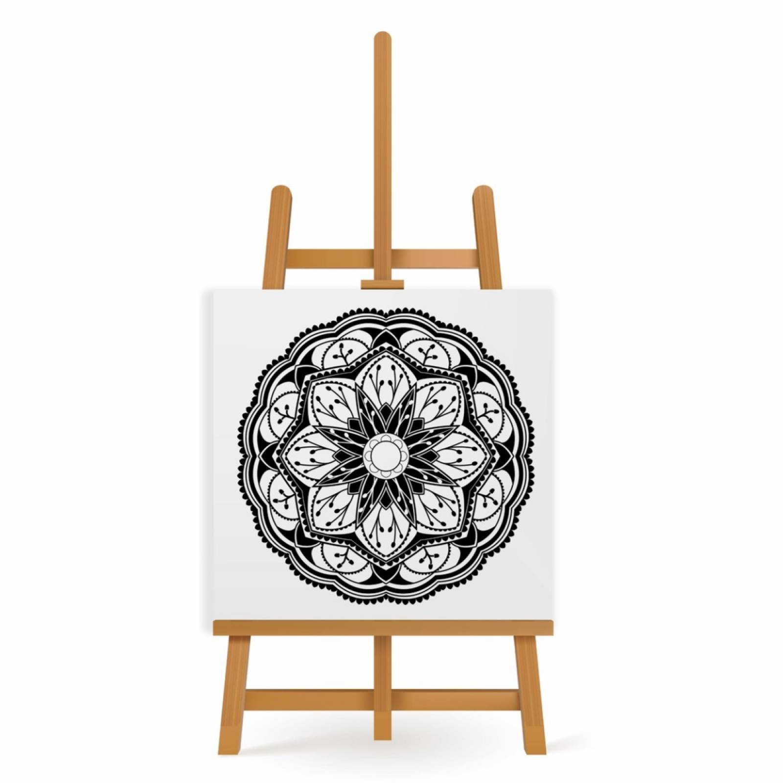 Mandala para Pintar en Cuadro Canva Ramas 80x80 cm