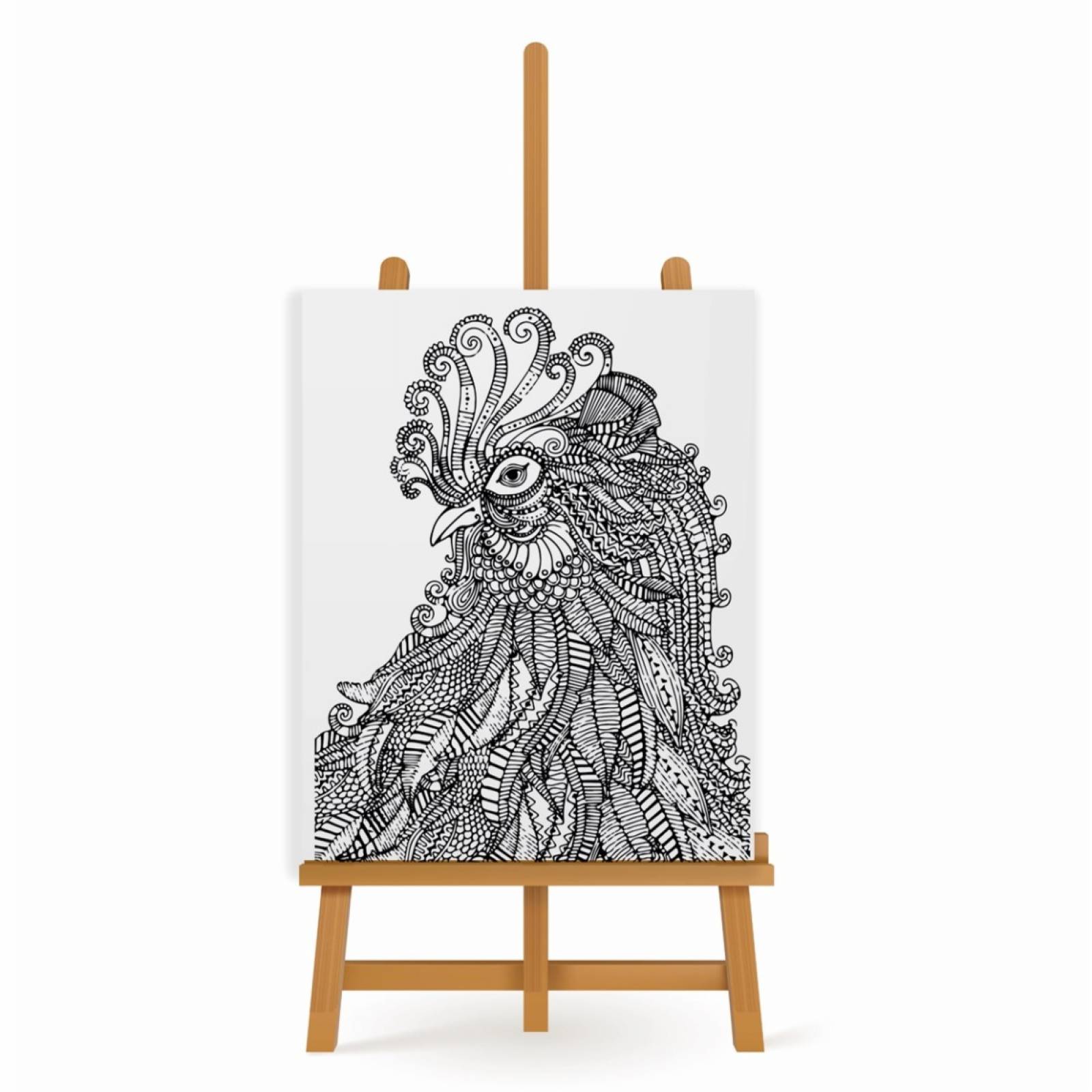 Mandala para Pintar en Cuadro Canva Gallo 90x60 cm