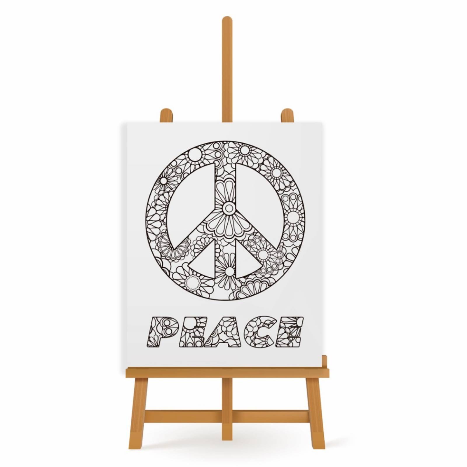 Mandala para Pintar en Cuadro Canva Paz 90x60 cm
