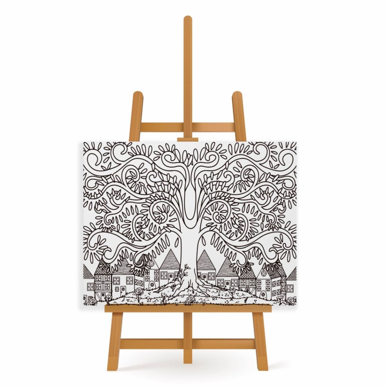 Mandala para Pintar en Cuadro Canva Árbol 90x60 cm