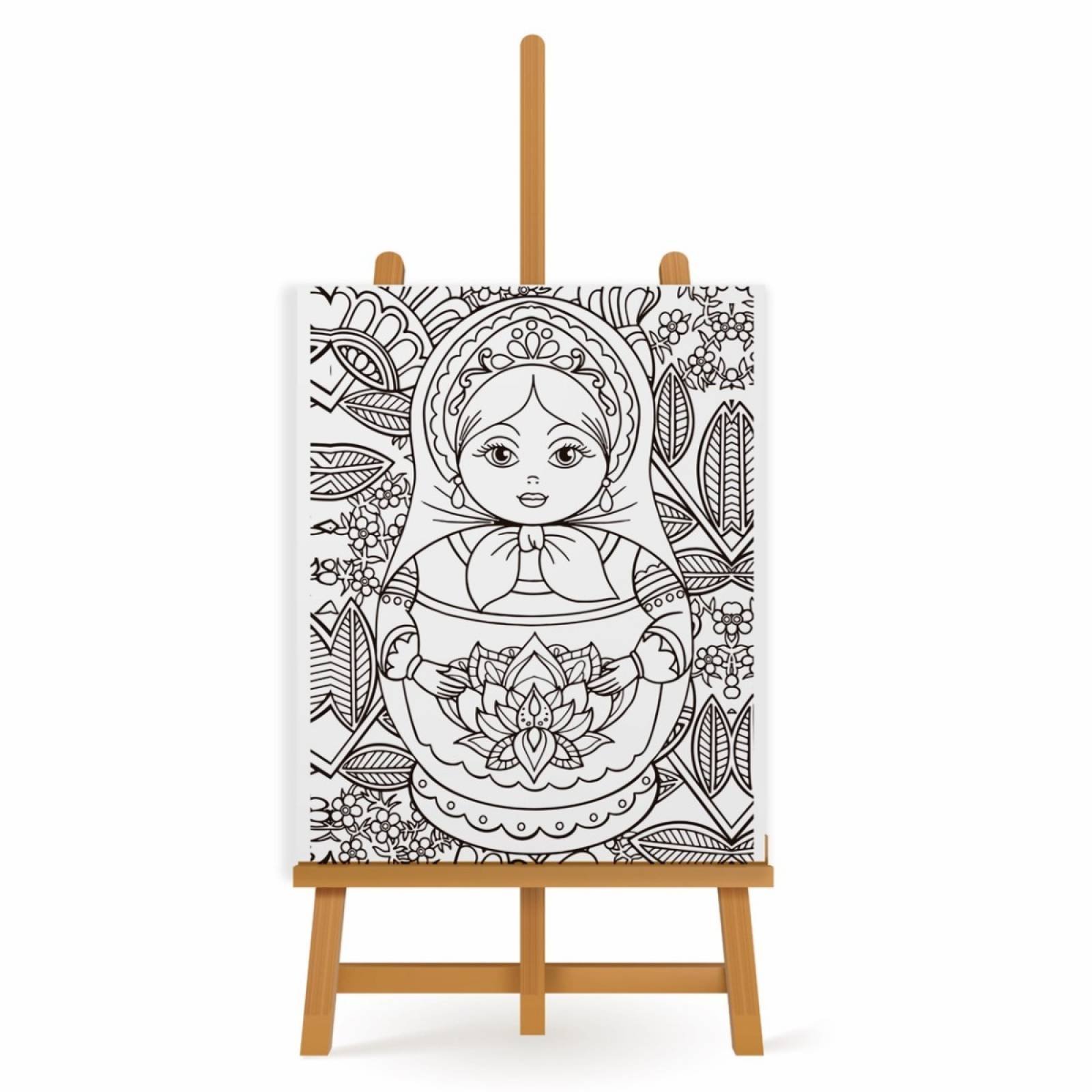 Mandala para Pintar en Cuadro Canva Matrioshka 90x60 cm