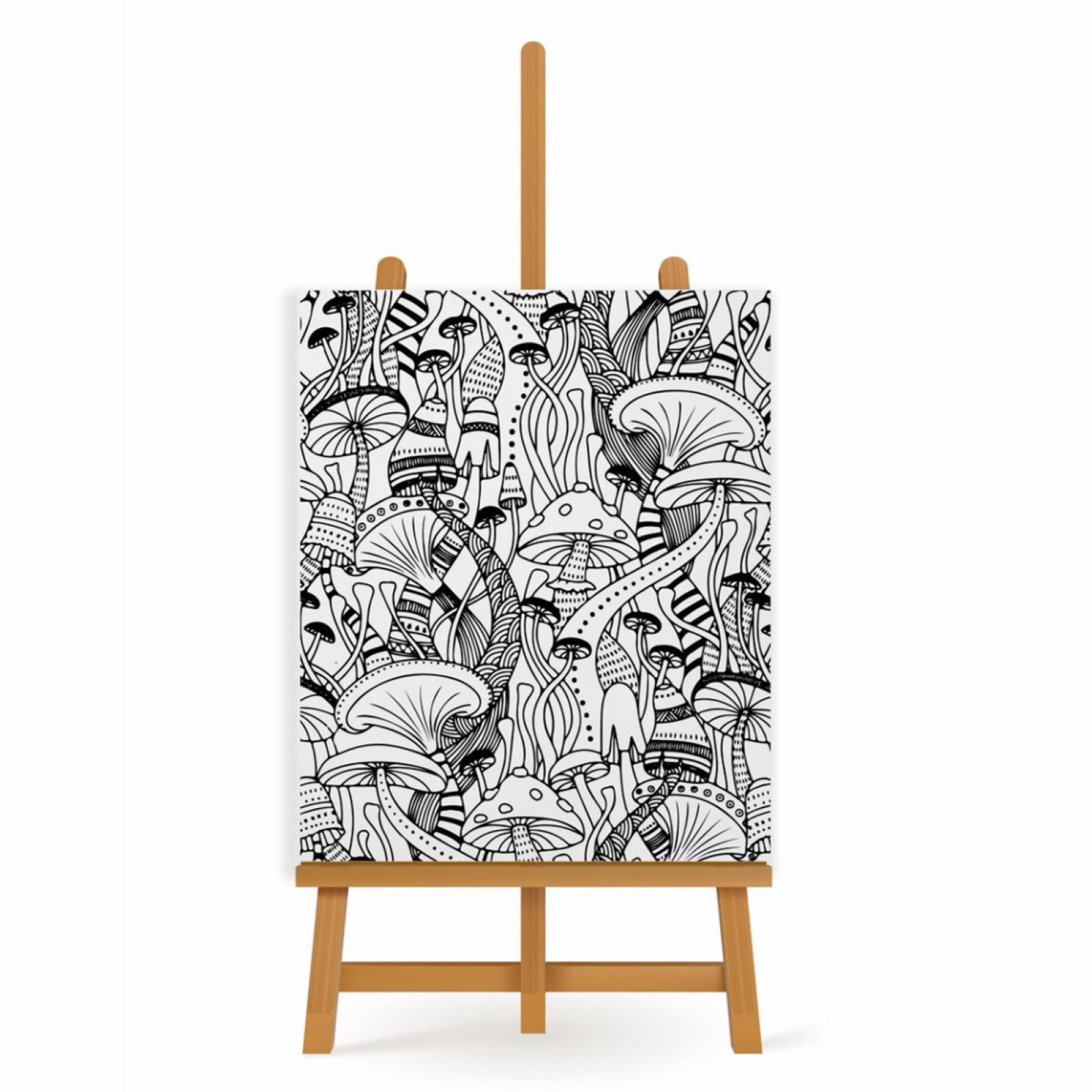 Mandala para Pintar en Cuadro Canva Hongos 90x60 cm