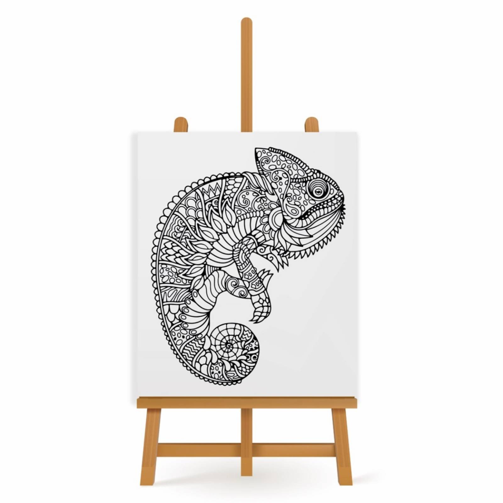 Mandala para Pintar en Cuadro Canva Camaleón 90x60 cm