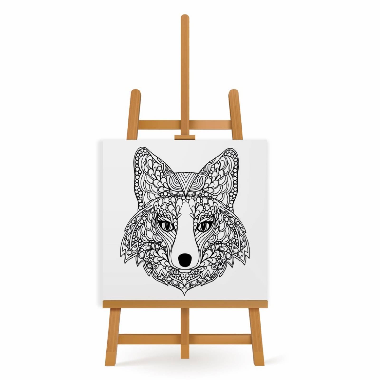 Mandala para Pintar en Cuadro Canva Zorro 40x40 cm