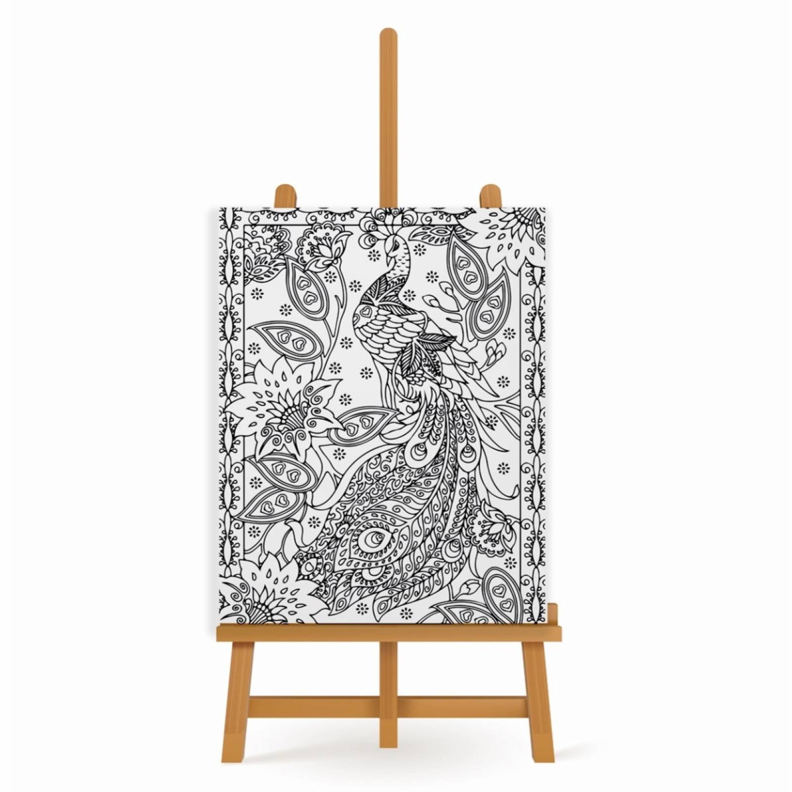 Mandala para Pintar en Cuadro Canva Pavoreal 60x40 cm