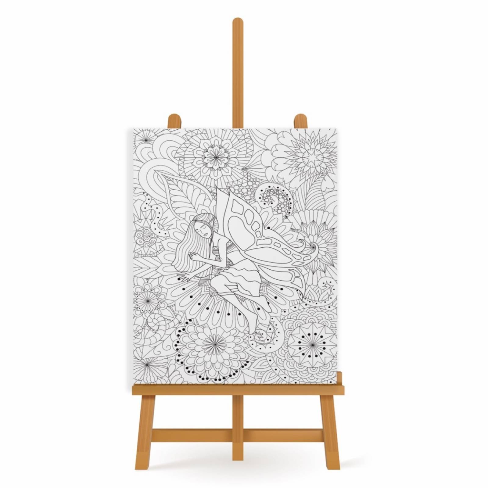 Mandala para Pintar en Cuadro Canva Hada 60x40 cm