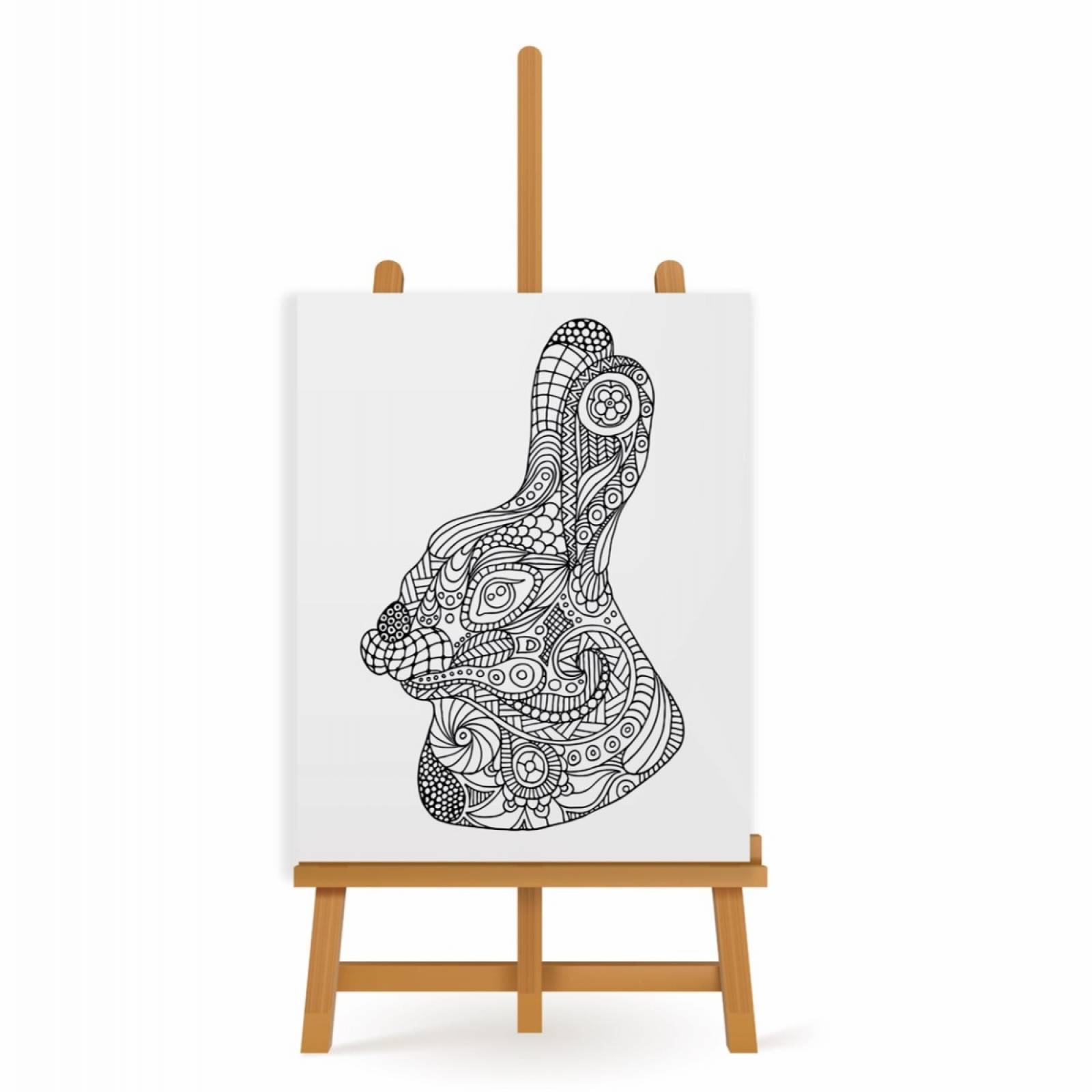 Mandala para Pintar en Cuadro Canva Conejo 60x40 cm