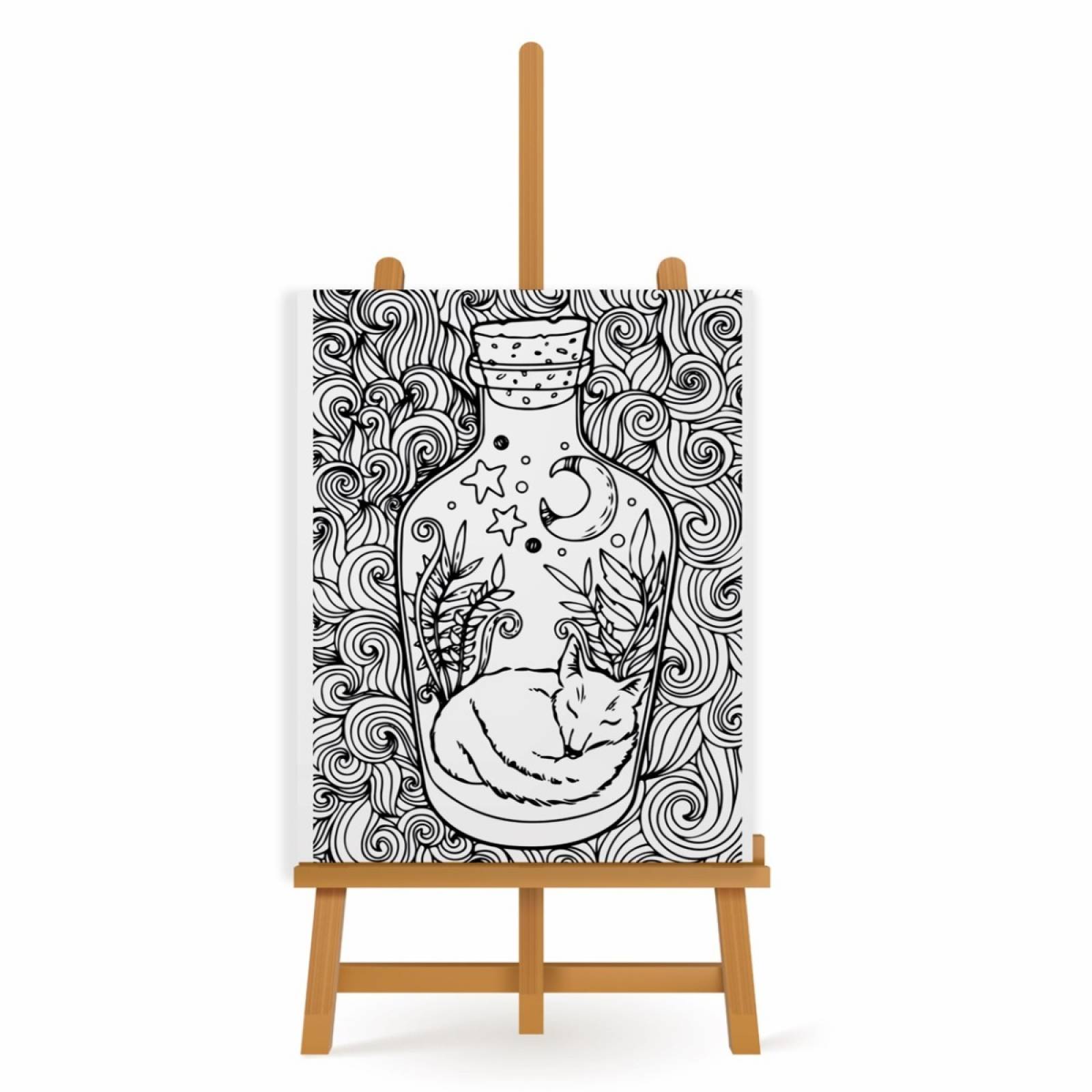 Mandala para Pintar en Cuadro Canva Zorro Dormido 60x40 cm