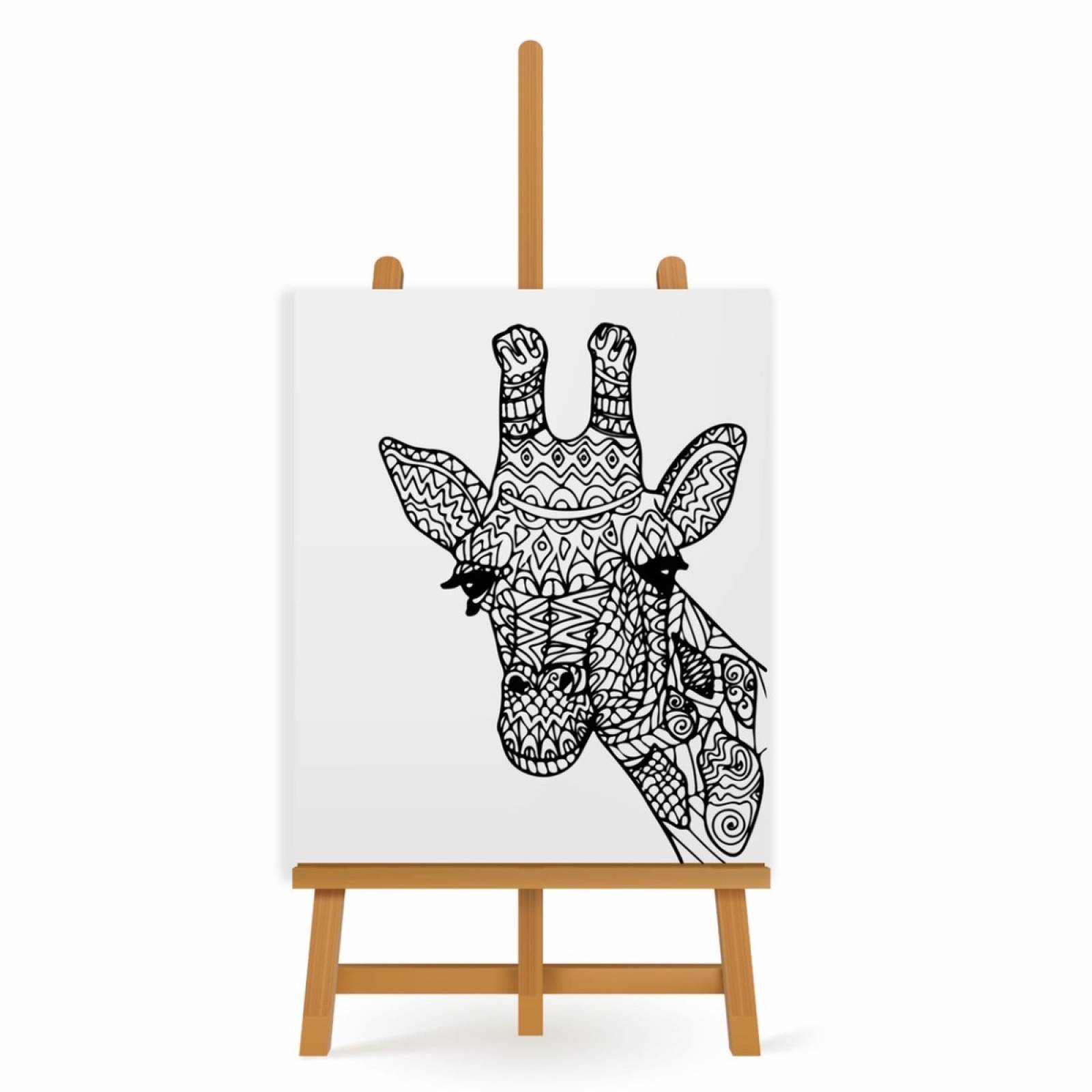 Mandala para Pintar en Cuadro Canva Jirafa 2 40x40 cm