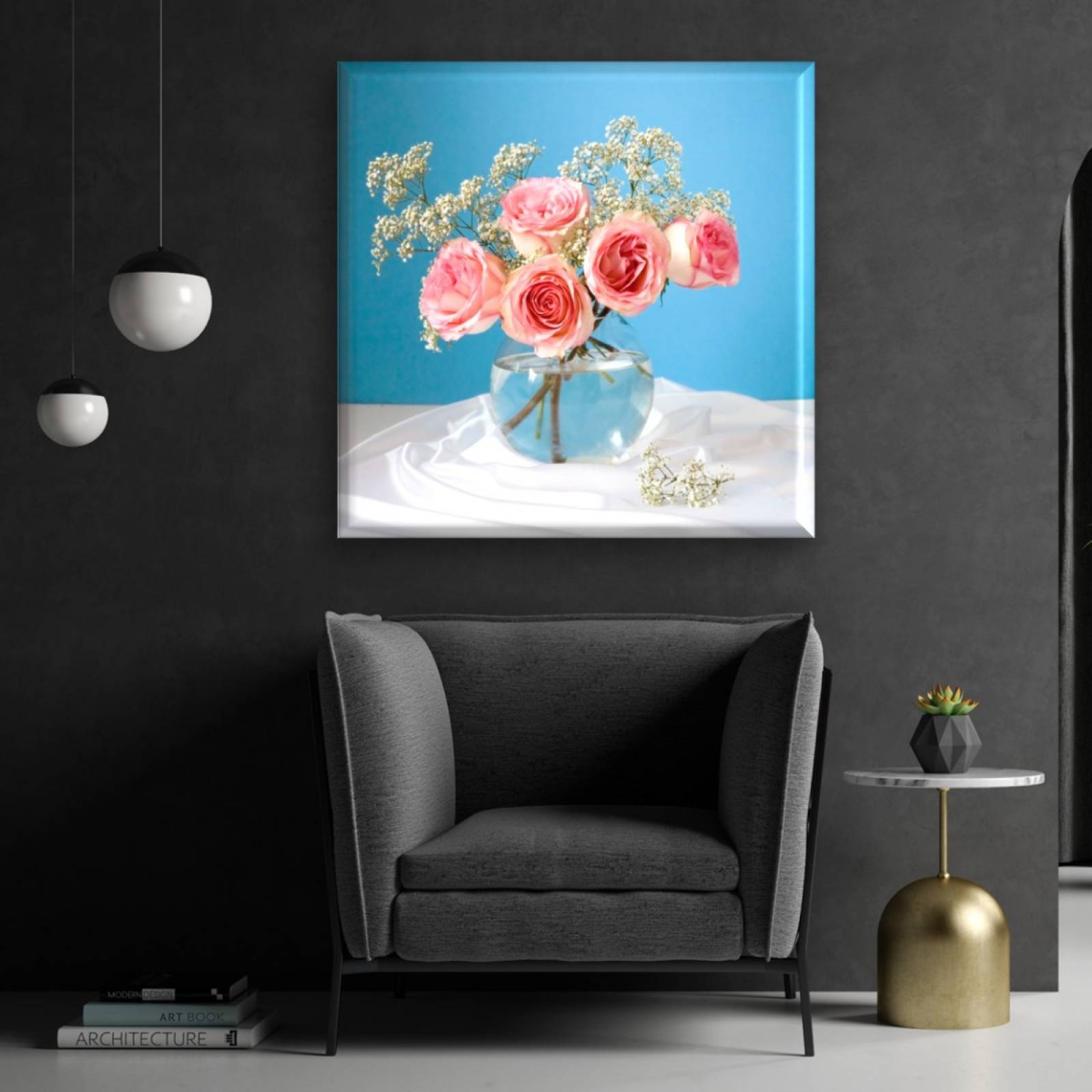 Cuadro Canva Decorativo Bodegon Rosas 80X80 cm