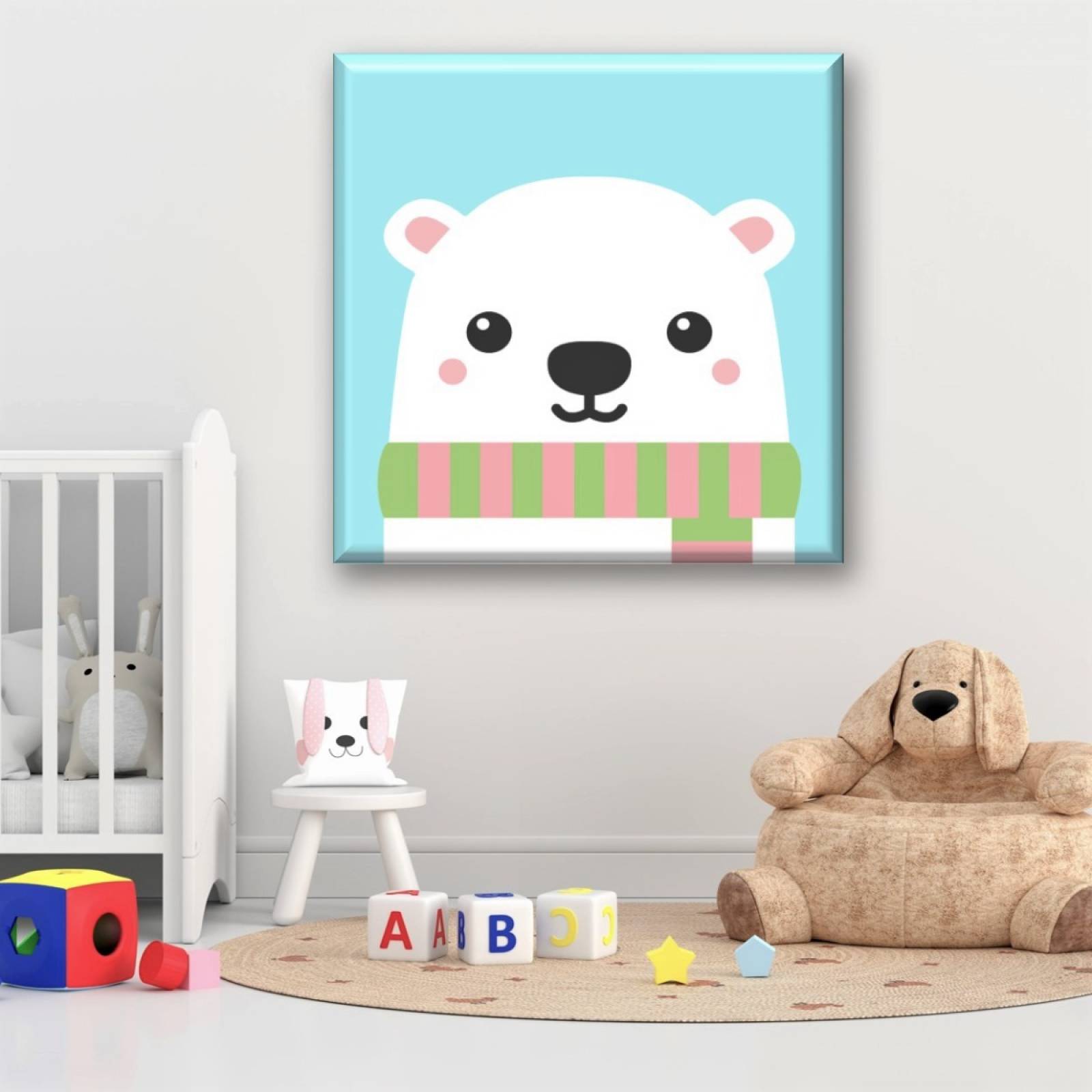 Cuadro Canva Decorativo Osito Polar 80X80 cm