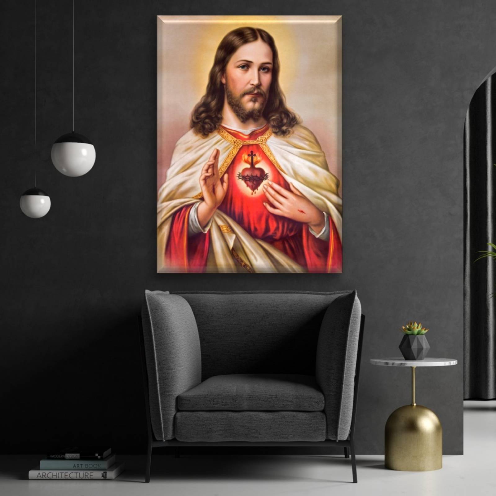 Cuadro Canva Decorativo El Sagrado Corazon De Jesus 90X60 cm