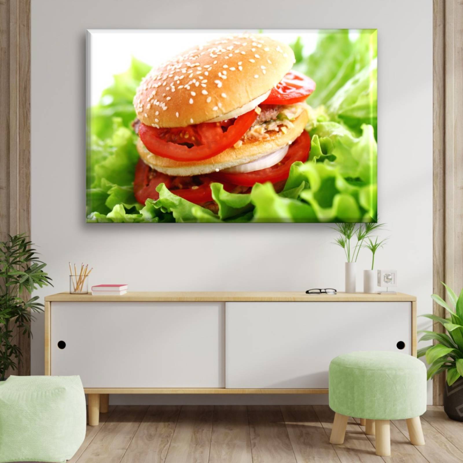 Cuadro Canva Decorativo Hamburguesa Doble 90X60 Cm cuadro-canva-decorativo-hamburguesa-doble-90x60-cm