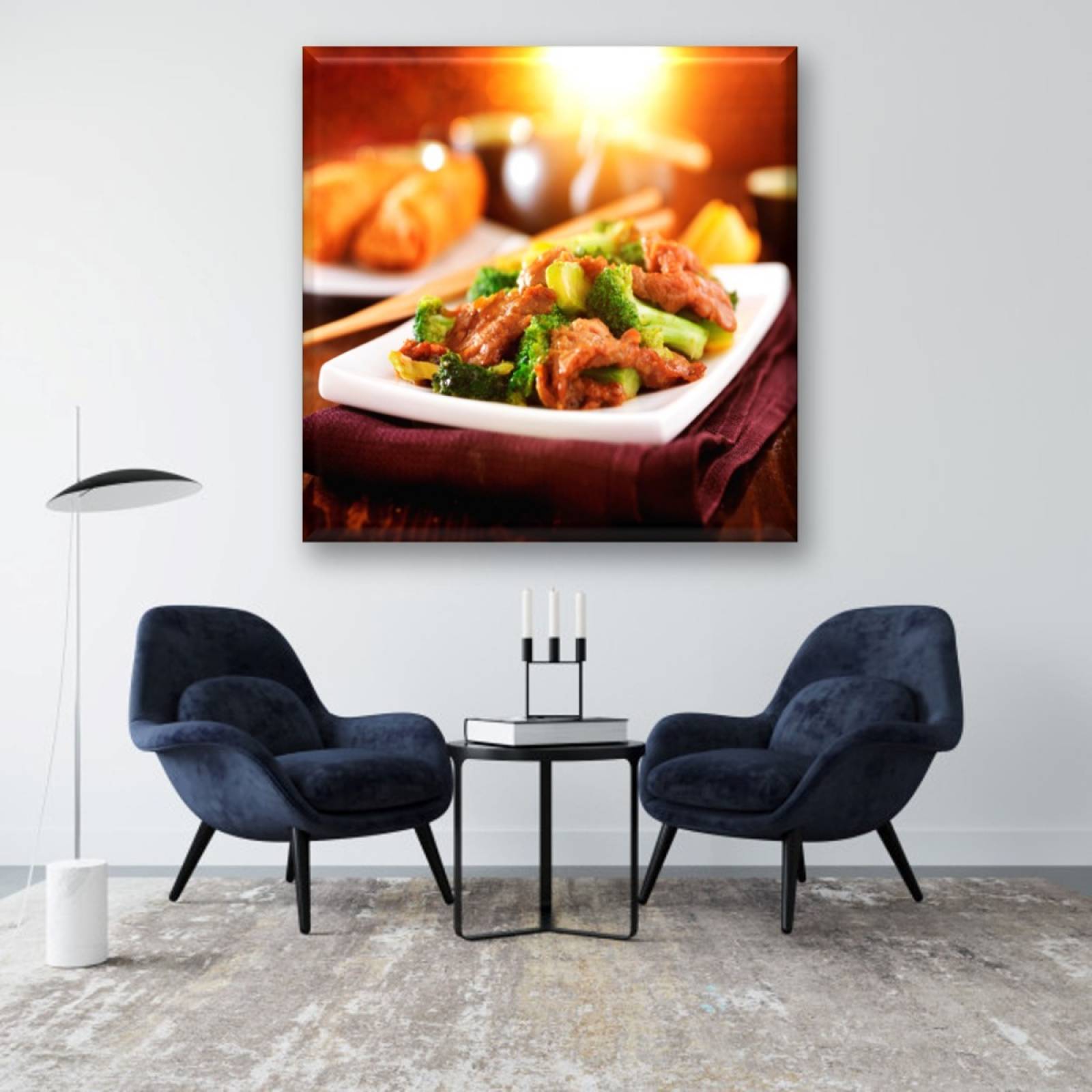 Cuadro Canva Decorativo Carne Estilo Chino 40X40 cm