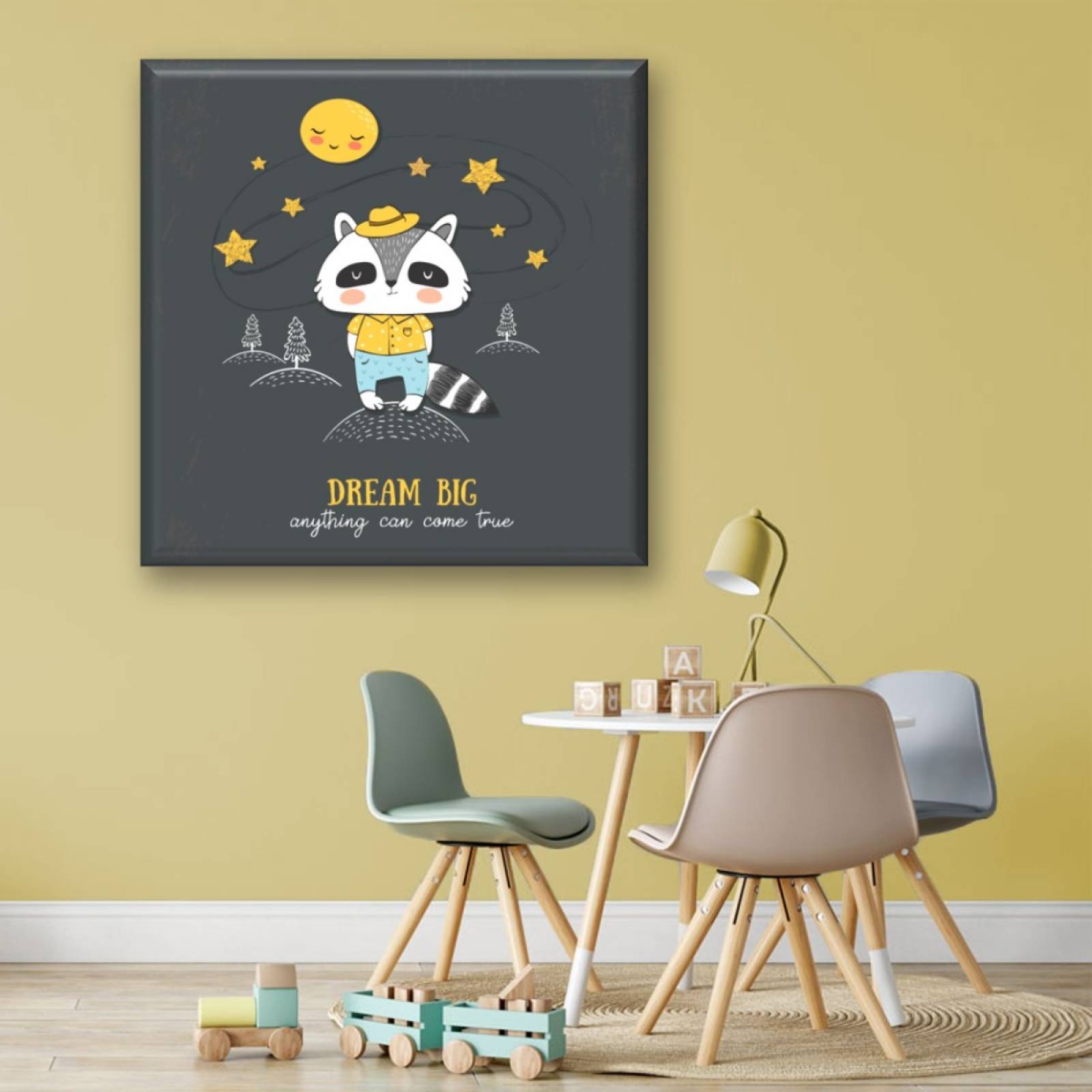 Cuadro Canva Decorativo Mapache Dream 40X40 cm