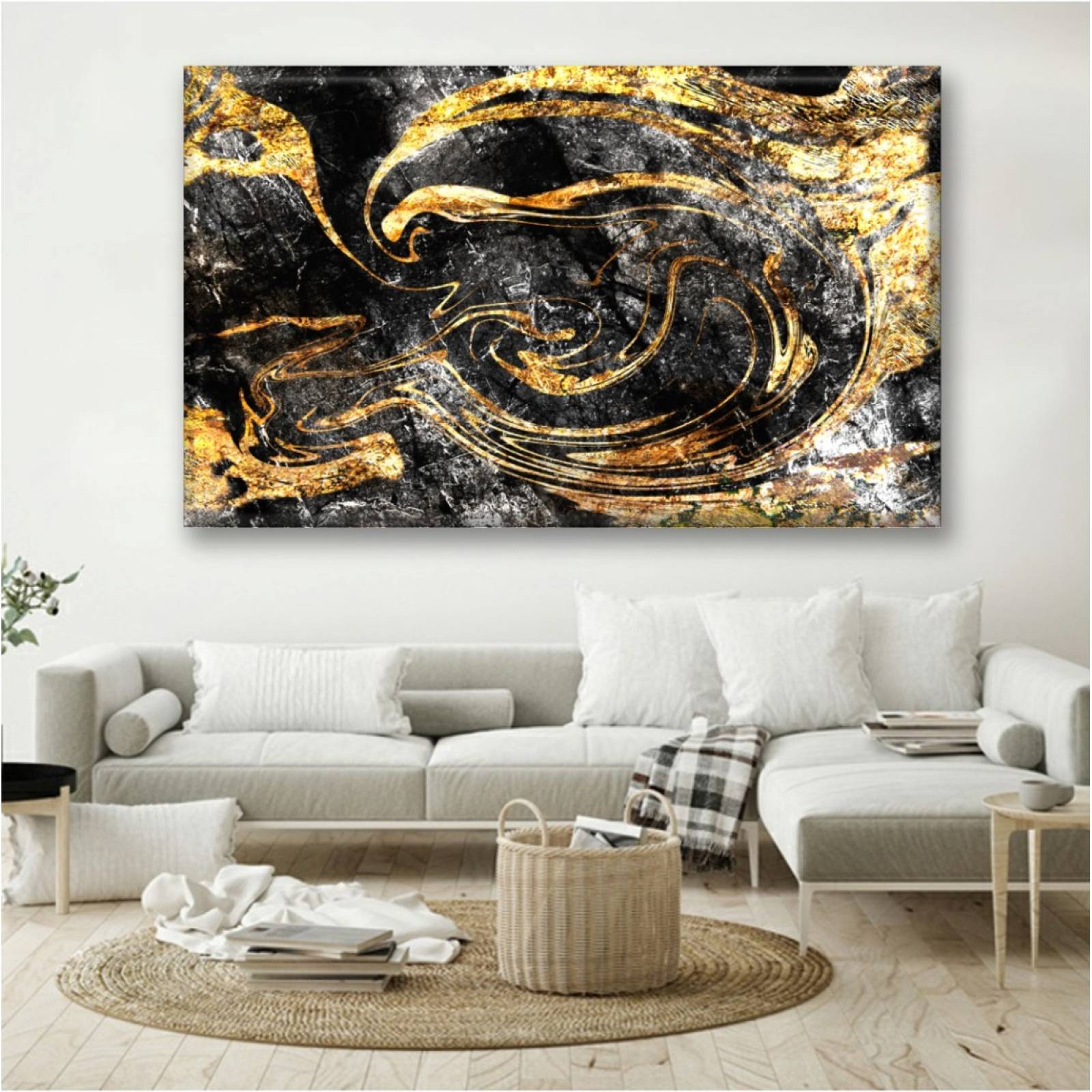 Cuadro Canva Decorativo Marmol Negro 60X40 cm