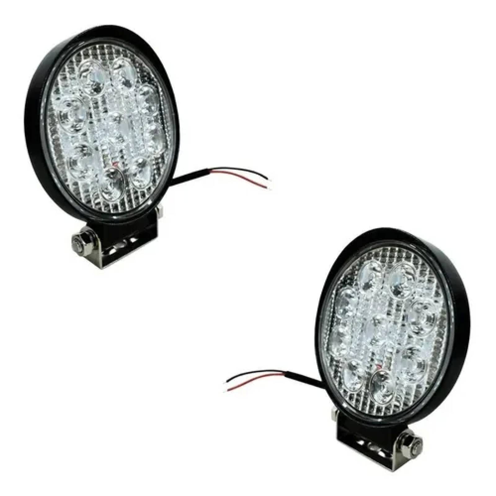 Par Faro 9 Led Redondo Mini Auxiliar 27 W Auto Moto Luz Fija