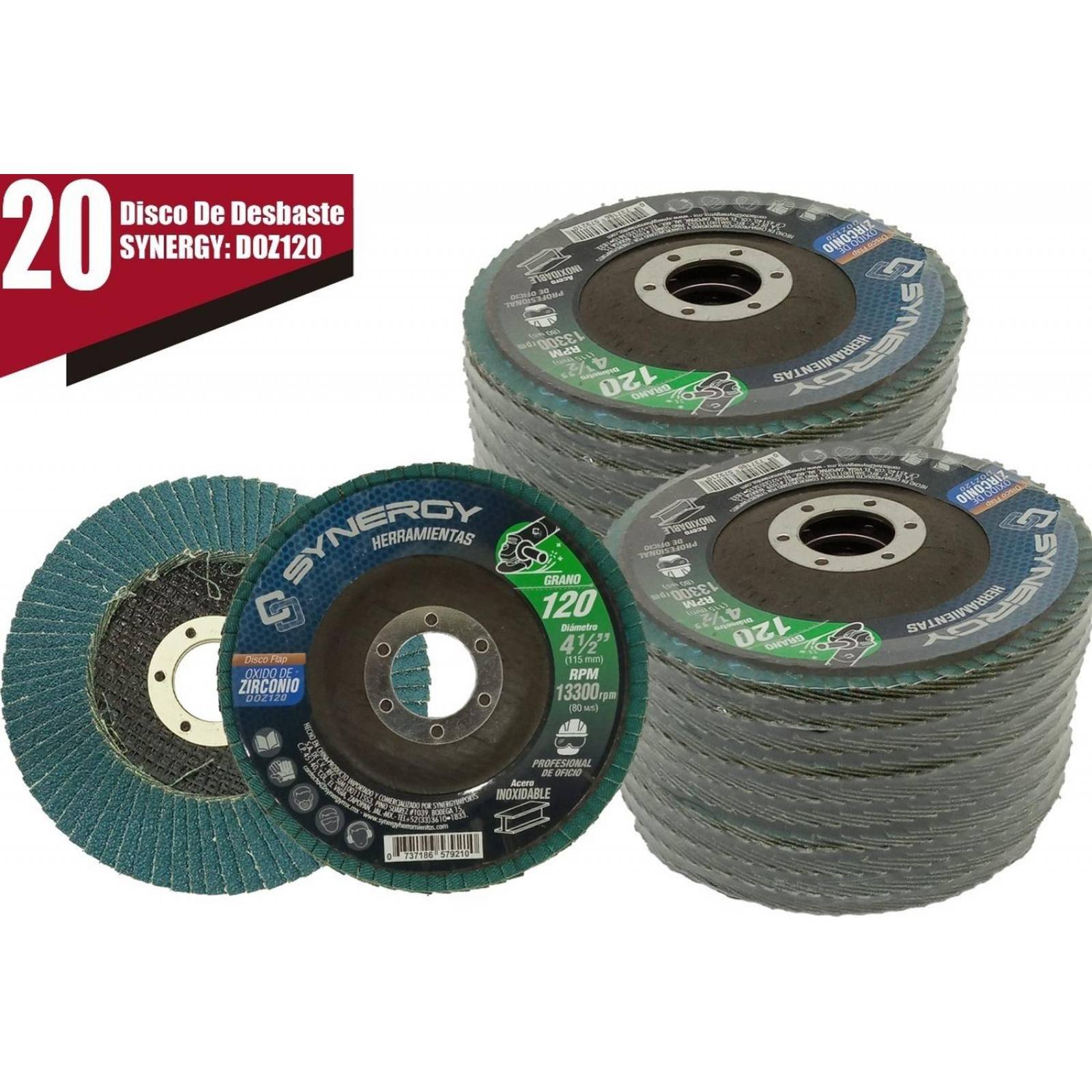 Disco Flap Laminillas 4-1/2'' Grano 120 20 Pzas 