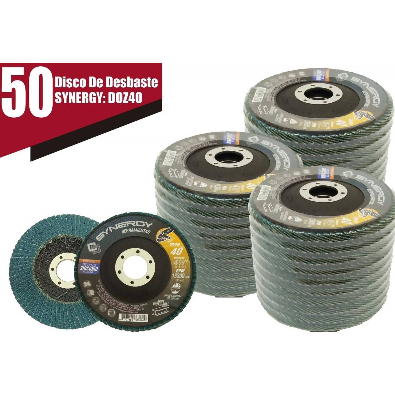 Disco Flap Lamina 4-1/2'' Grano 40 50 Discos 