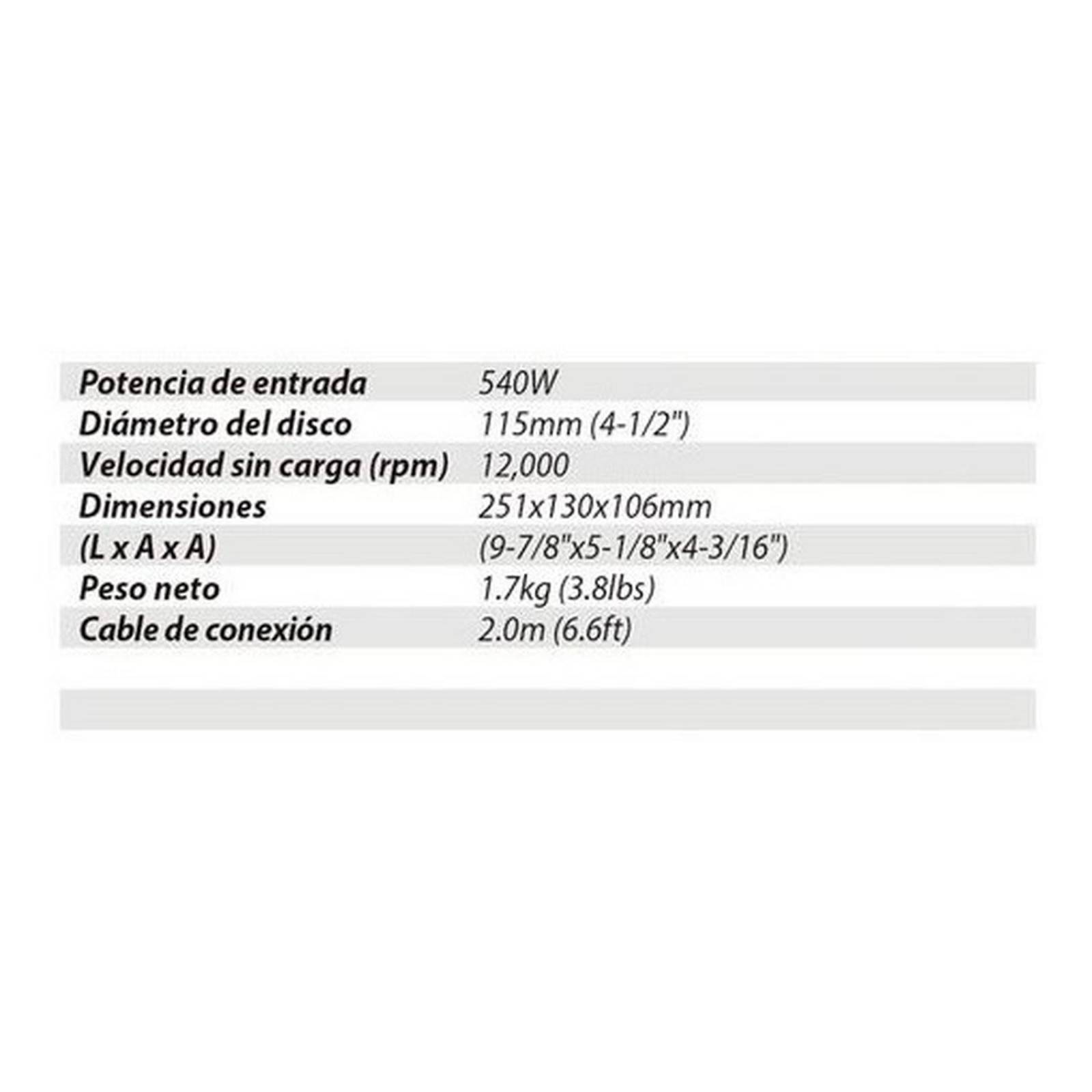Miniesmeriladora 4 1/2 540w 12000rpm Makita M0901B con 4 discos 