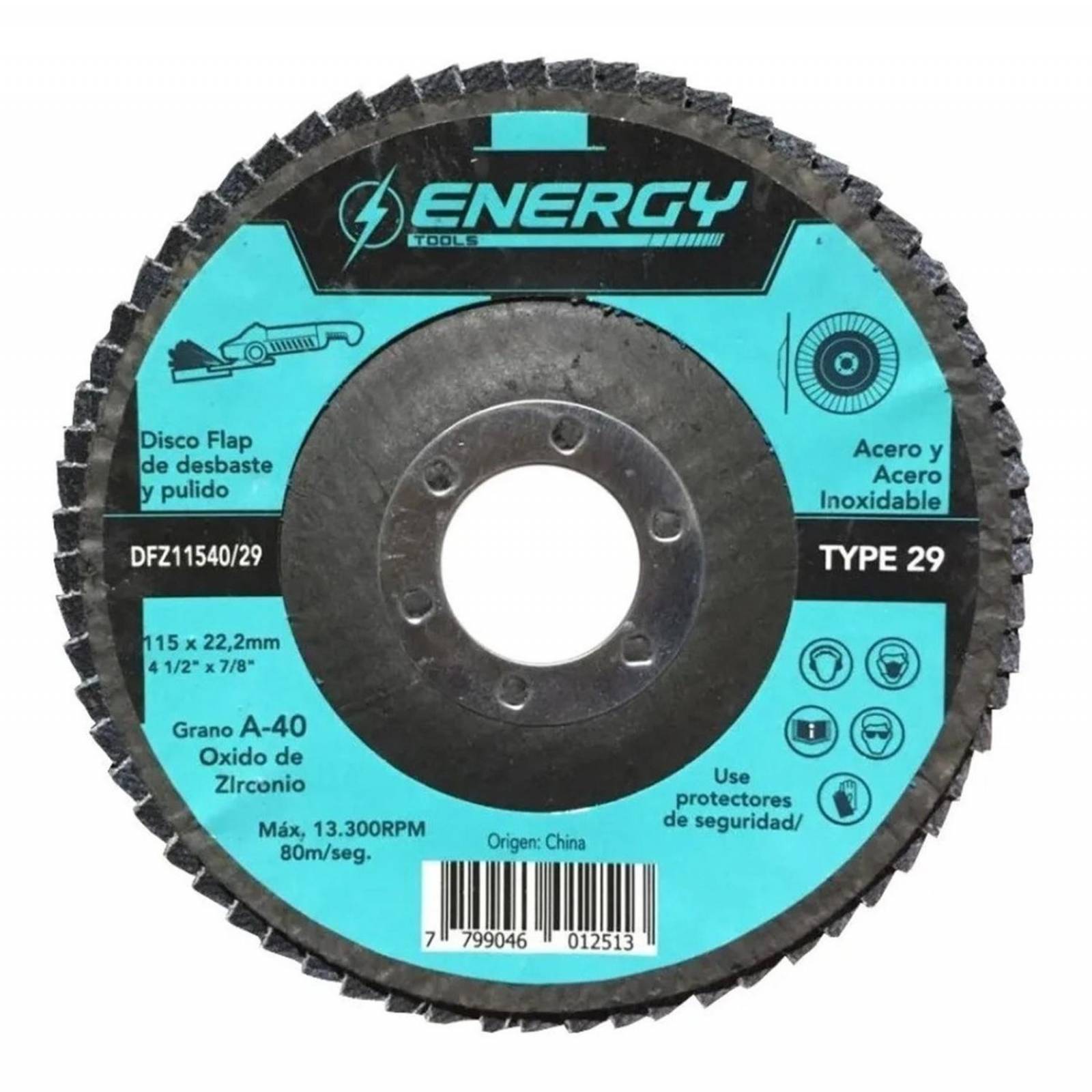 Disco Flap Laminado Zirconio 4-1/2 115 Mm. Grano 60 Metal 