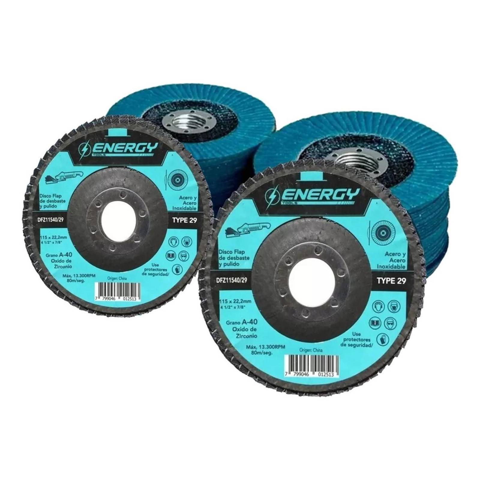 Disco Flap Laminado Zirconio 4-1/2 115mm. Grano 100 P/metal 
